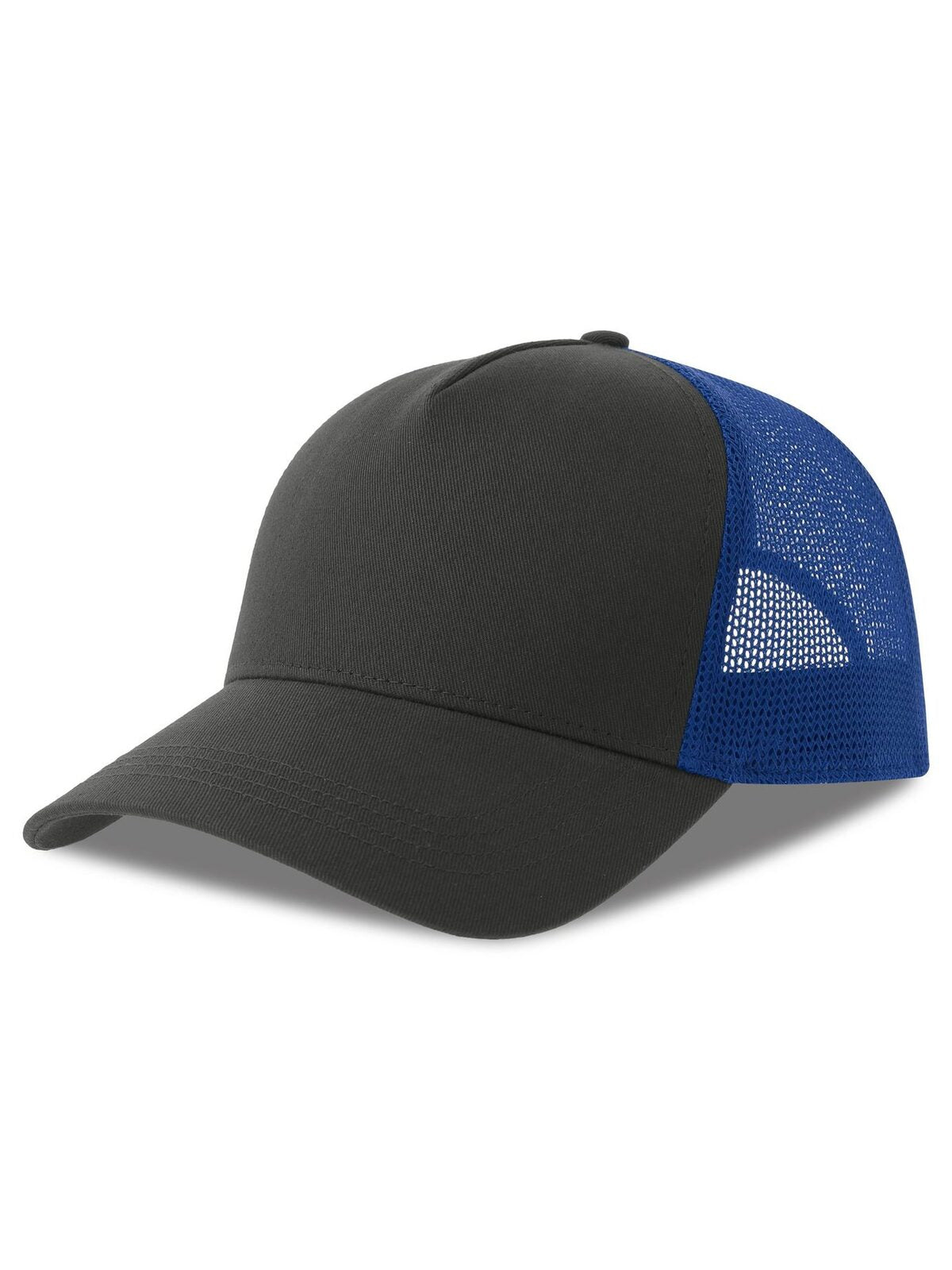 Trucker Caps Rapper Cotton-S dark Grau-Royalblaublau bestickbar und bedruckbar – LA1970
