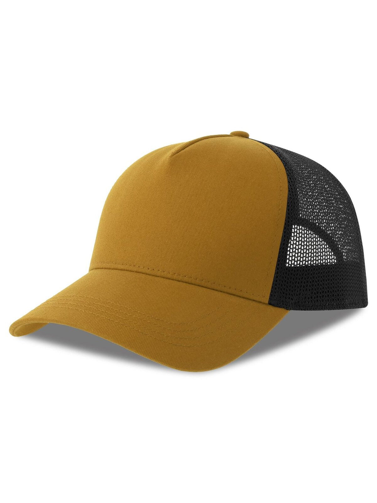 Trucker Caps Rapper Cotton-S mustard-Schwarz bestickbar und bedruckbar – LA1970