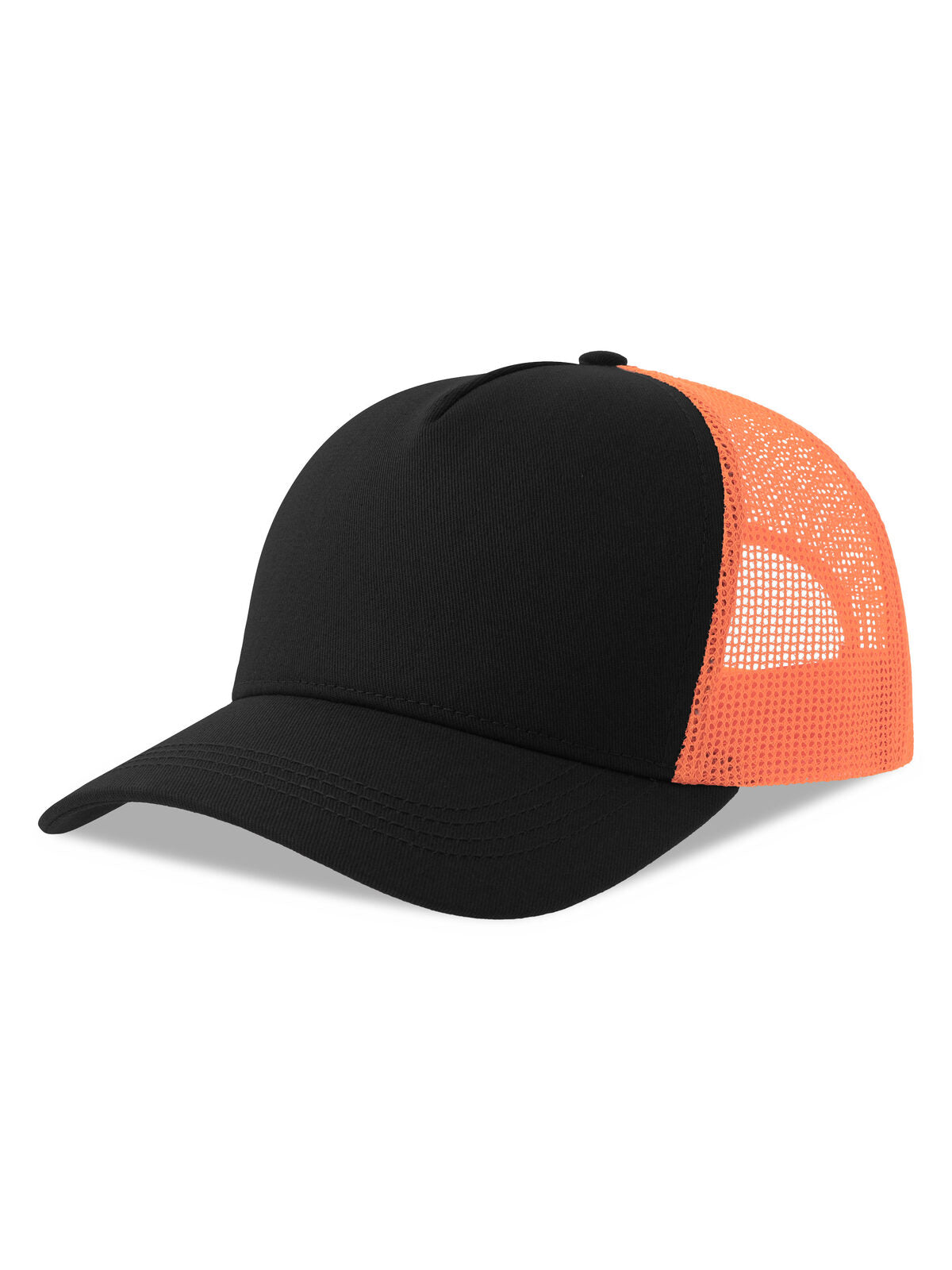 Trucker Caps Rapper Cotton-S Schwarz-orange fluo bestickbar und bedruckbar – LA1970