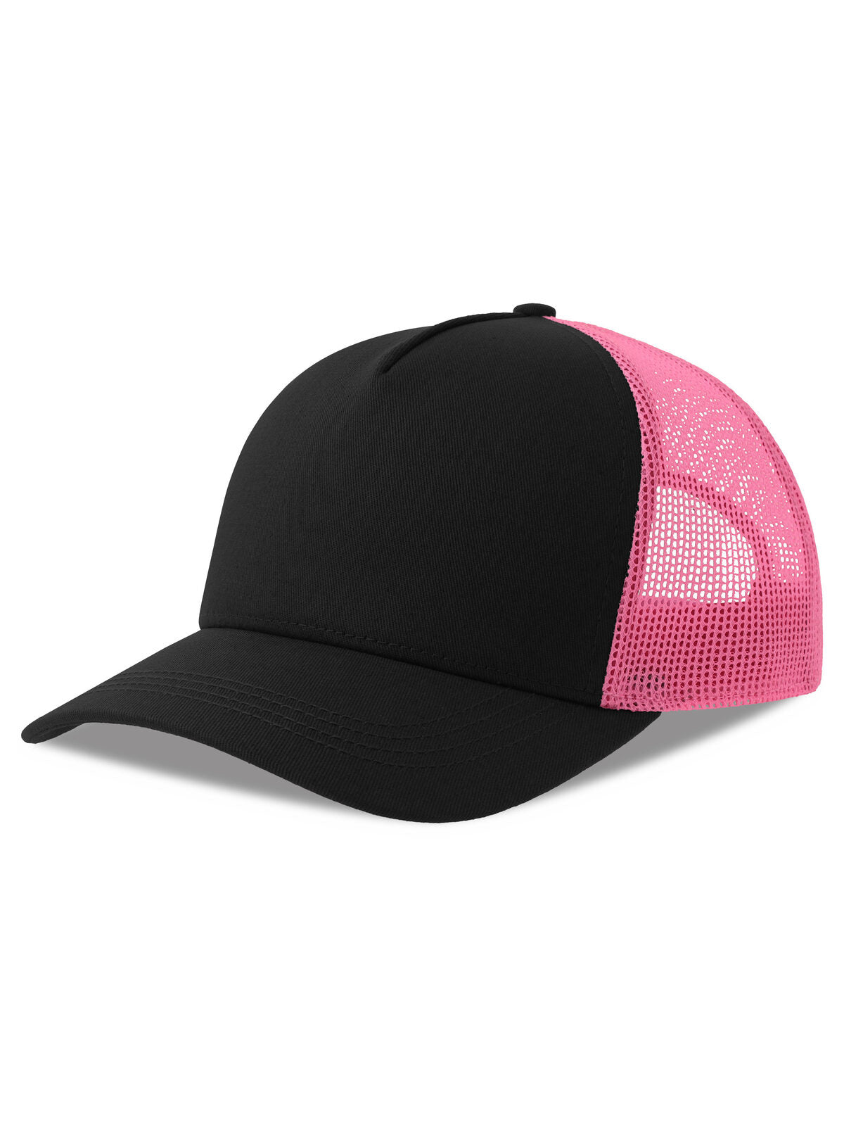Trucker Caps Rapper Cotton-S Schwarz/Neonpink bestickbar und bedruckbar – LA1970