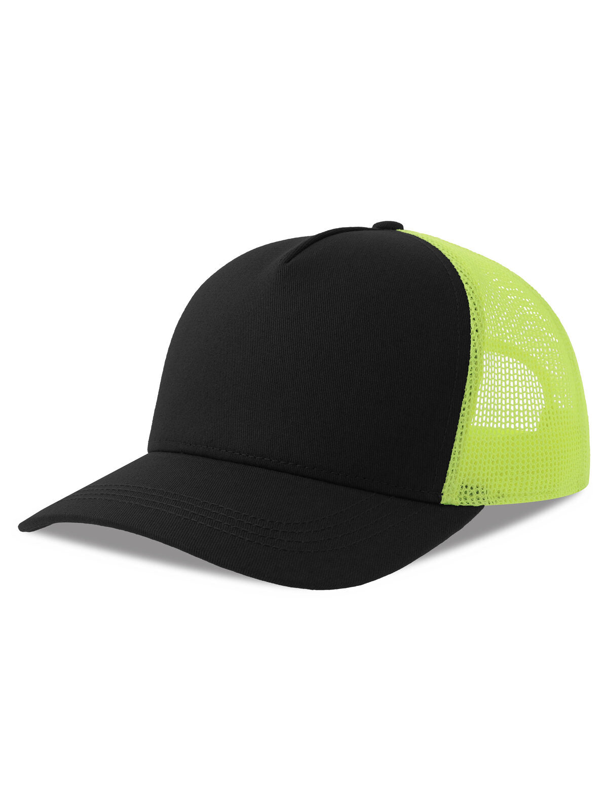 Trucker Caps Rapper Cotton-S Schwarz-yellow fluo bestickbar und bedruckbar – LA1970