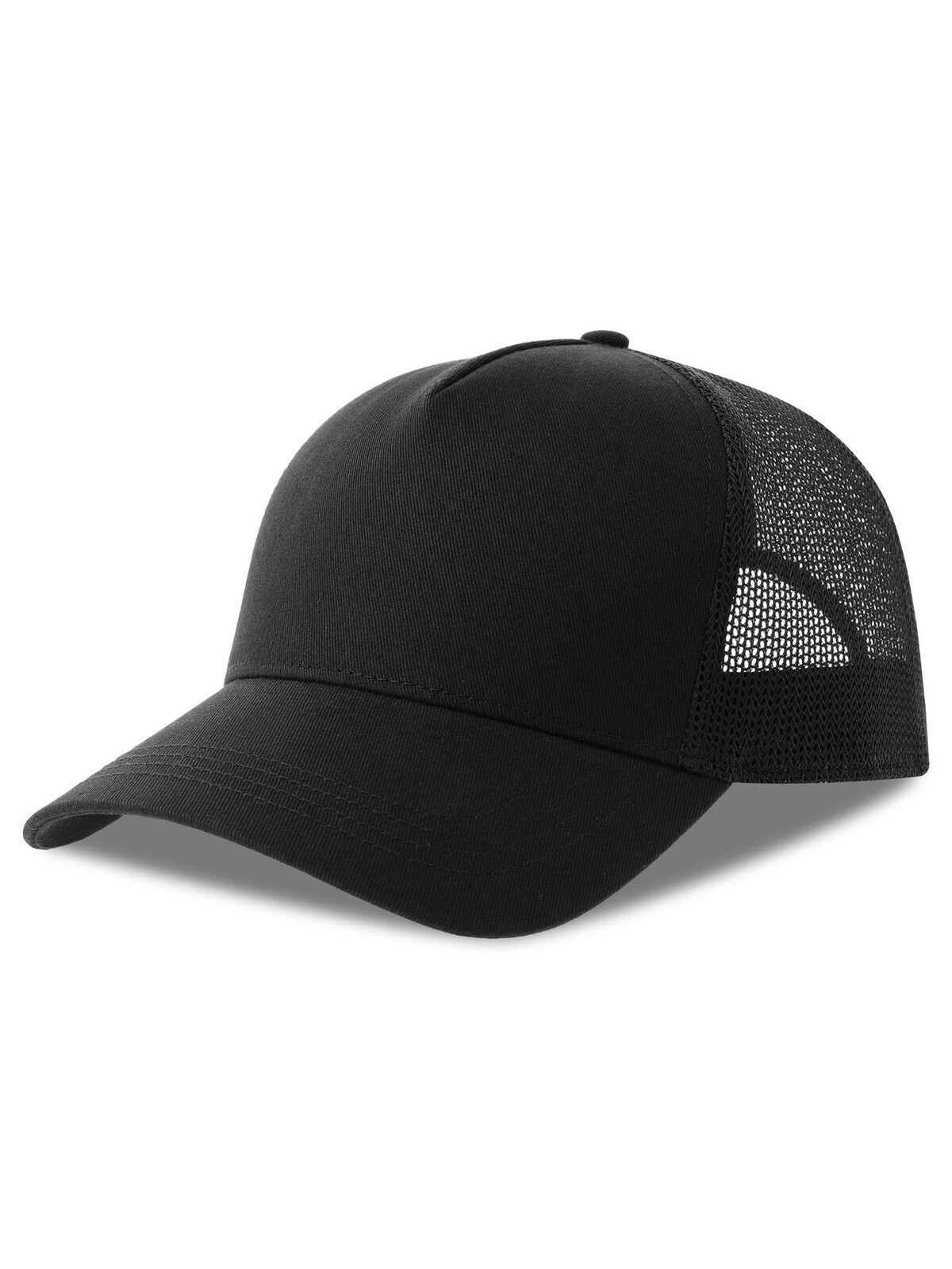 Trucker Caps Rapper Cotton-S Schwarz-Schwarz bestickbar und bedruckbar – LA1970