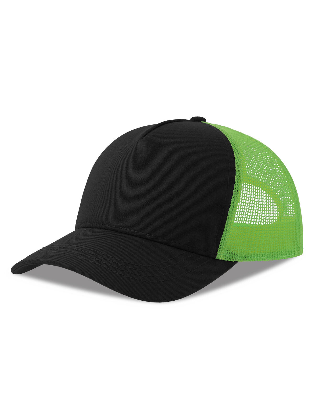 Trucker Caps Rapper Cotton-S Schwarz/green fluo bestickbar und bedruckbar – LA1970