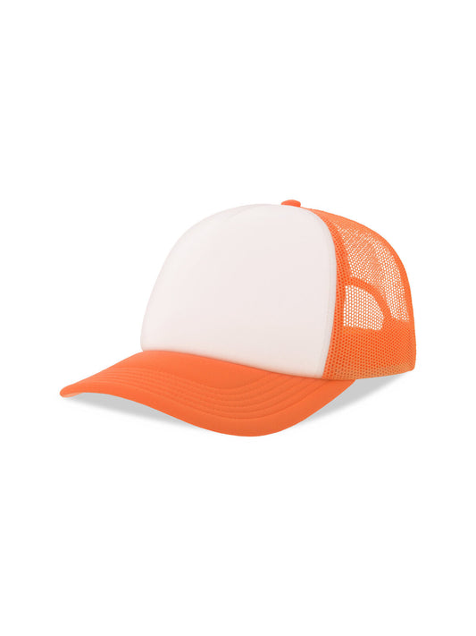 Trucker Caps Rapper-S Weiß-orange fluo bestickbar und bedruckbar – LA1970