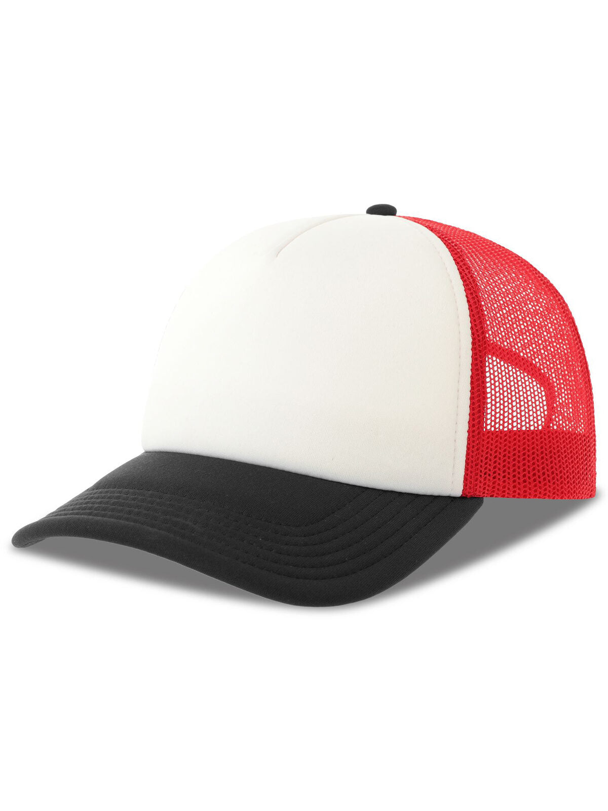 Trucker Caps Rapper-S Weiß-Rot-Schwarz bestickbar und bedruckbar – LA1970