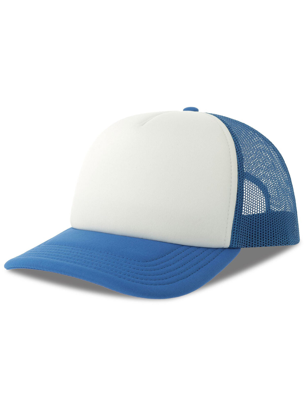 Trucker Caps Rapper-S Weiß-Royalblaublau bestickbar und bedruckbar – LA1970