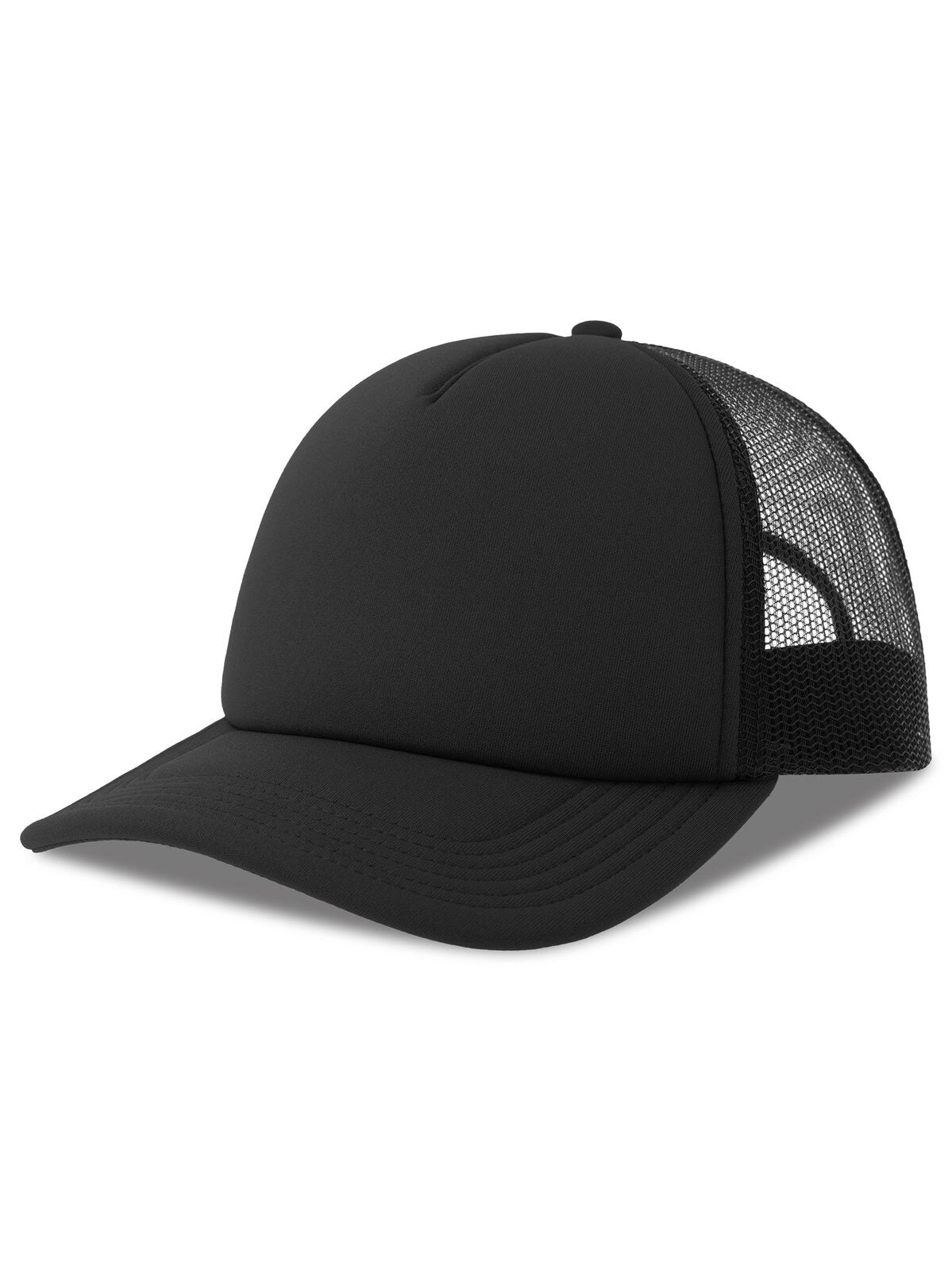 Trucker Caps Rapper-S Schwarz-Schwarz bestickbar und bedruckbar – LA1970