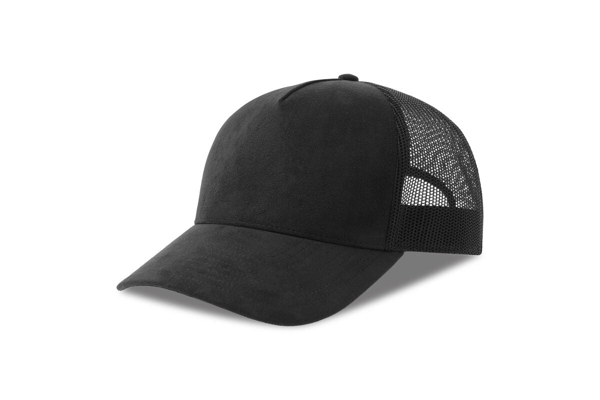Trucker Caps Rapper Suede-S Schwarz bestickbar und bedruckbar – LA1970
