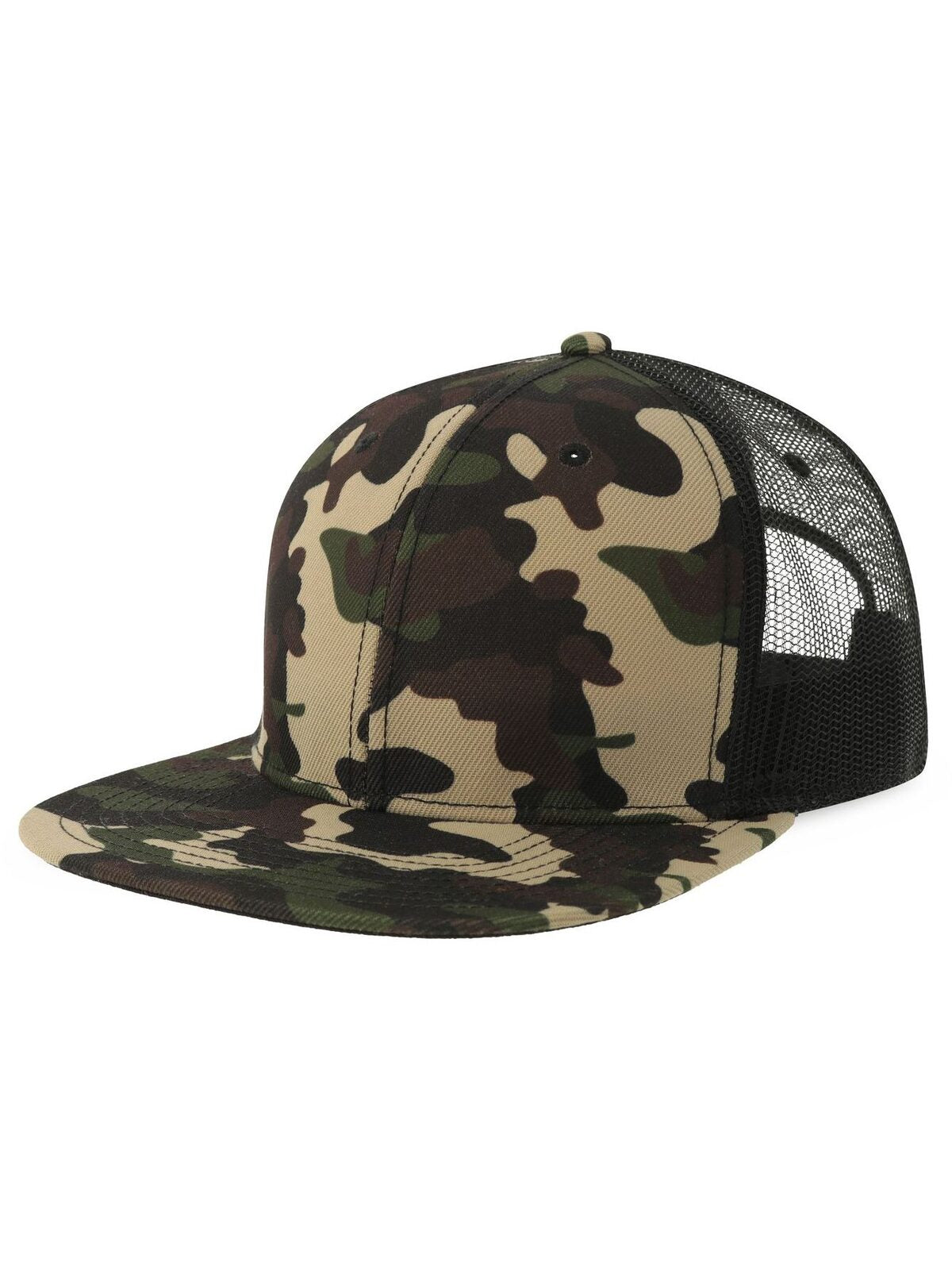 Trucker Caps Snap Mesh-S camou/Schwarz bestickbar und bedruckbar – LA1970