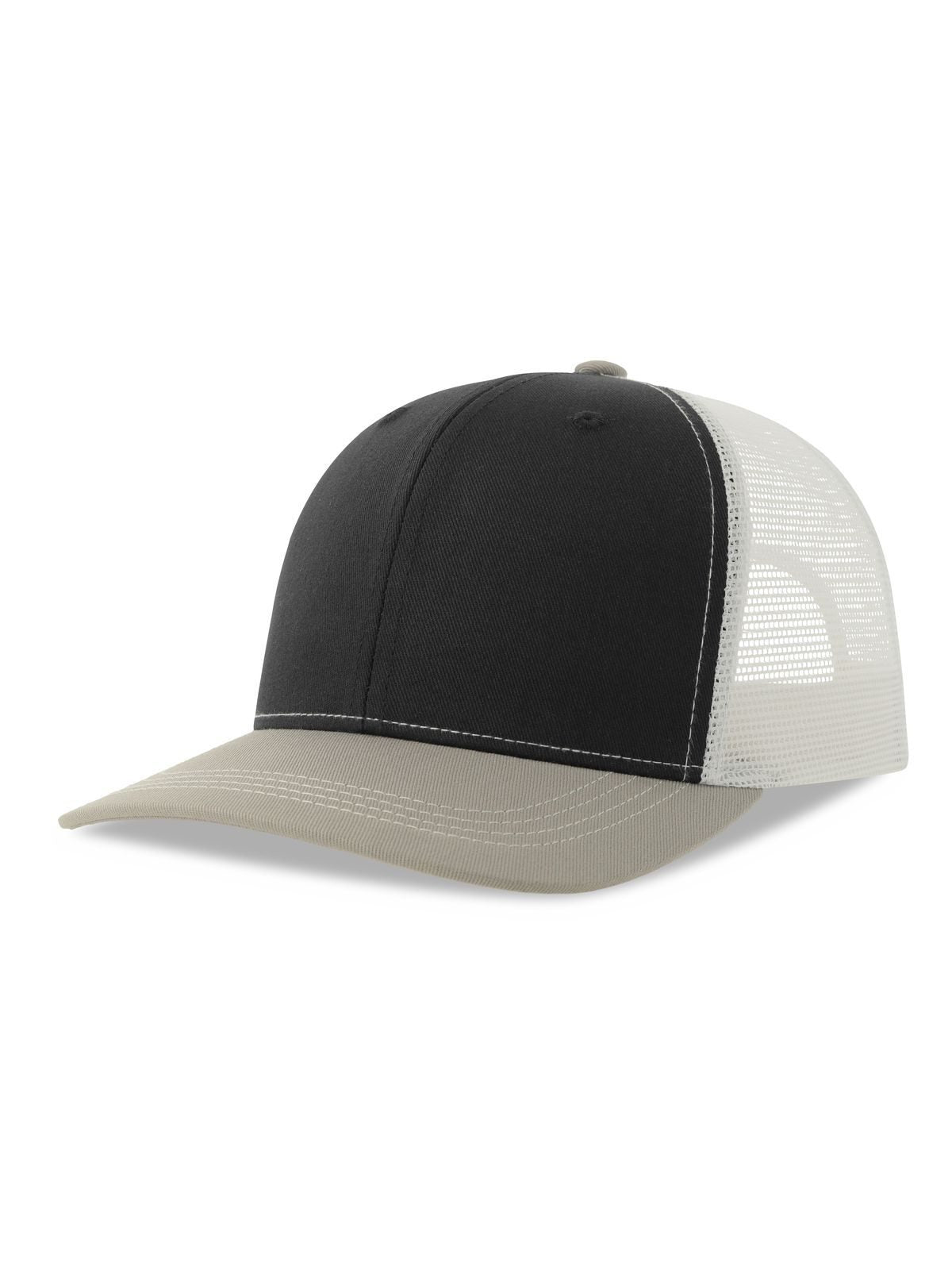 Trucker Caps Sonic-S Schwarz-Grau melange-Weiß bestickbar und bedruckbar – LA1970