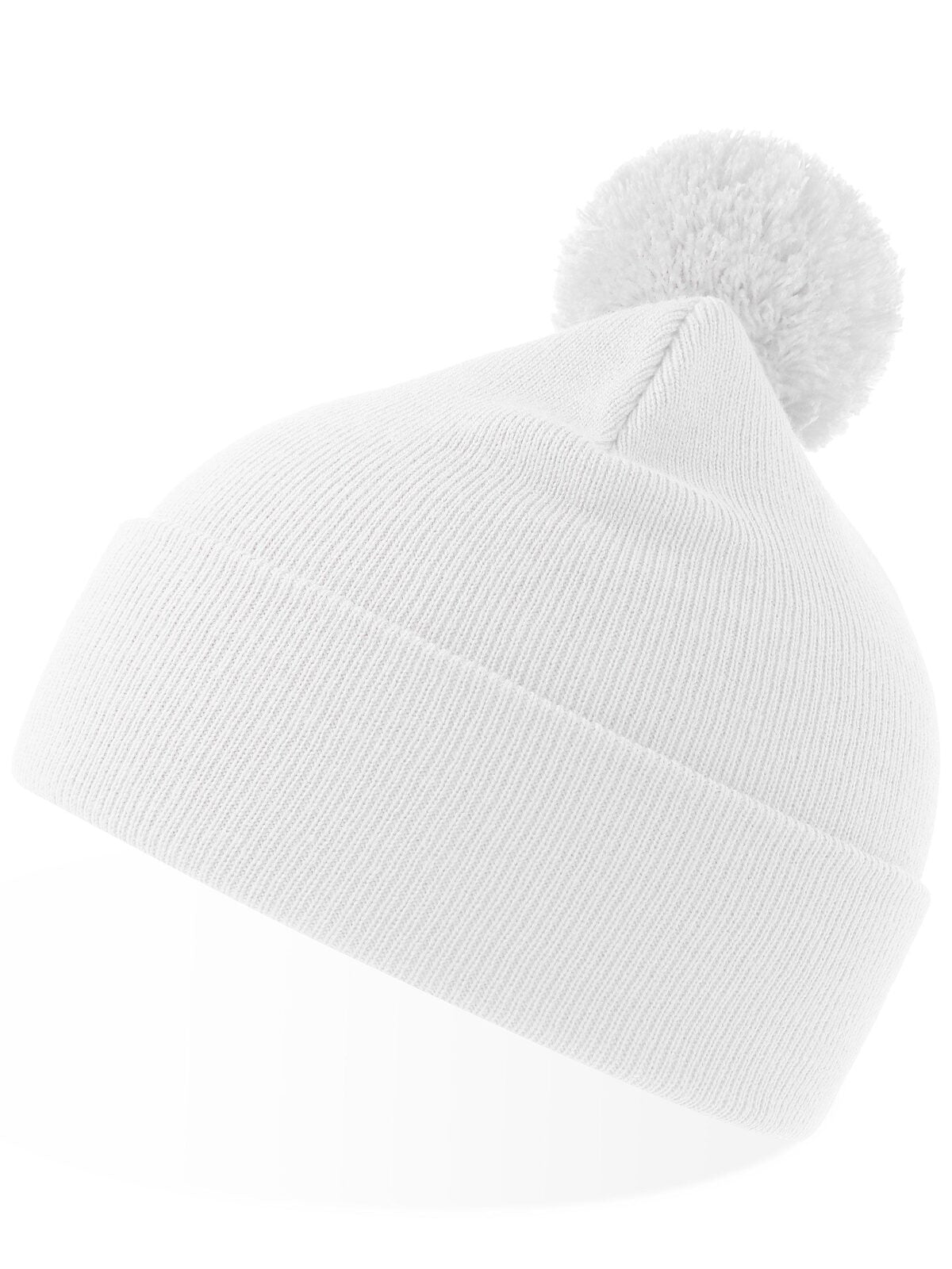 Beanies Wind-S With Pompom Weiß bestickbar und bedruckbar – LA1970