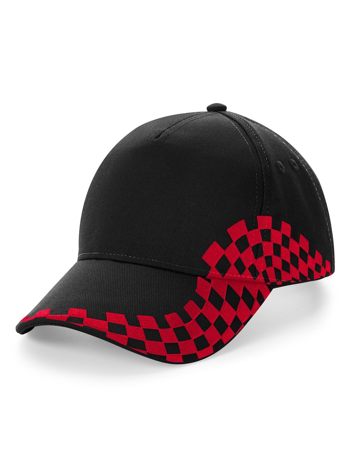 Baseball Caps Grand Prix Cap Schwarz/classic Rot bestickbar und bedruckbar – LA1970