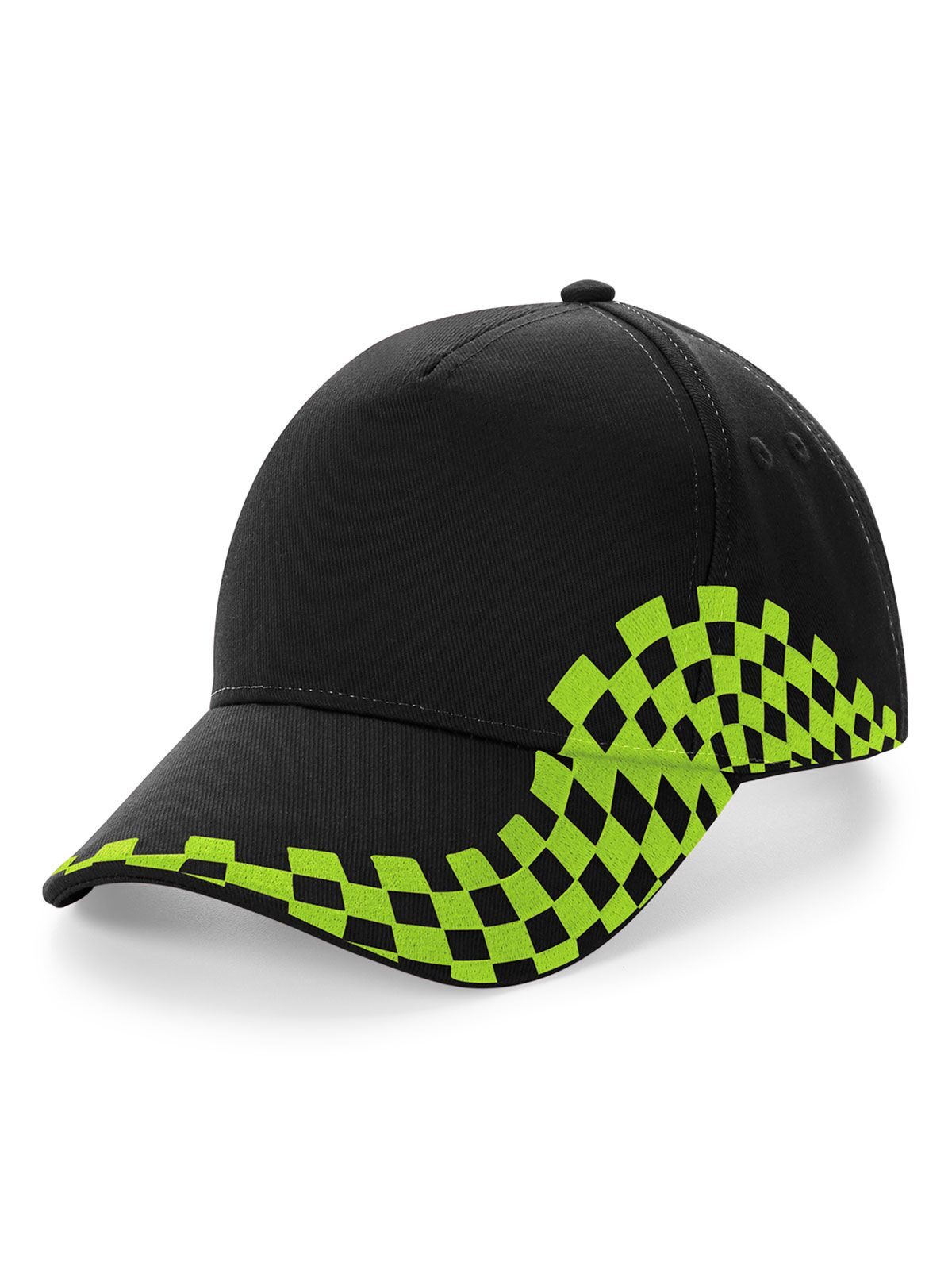 Baseball Caps Grand Prix Cap Schwarz/lime green bestickbar und bedruckbar – LA1970