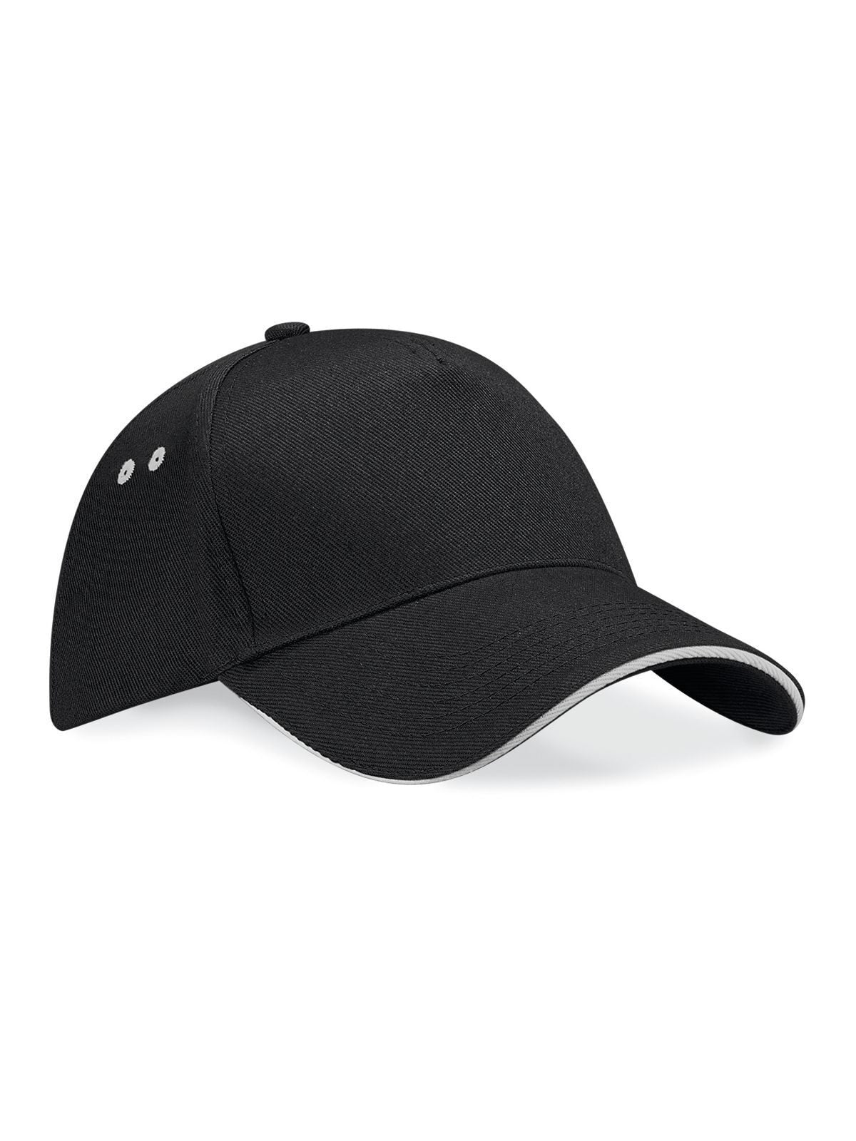 Baseball Caps Ultimate 5 Panel Cap - Sandwich Peak Schwarz/light Grau bestickbar und bedruckbar – LA1970