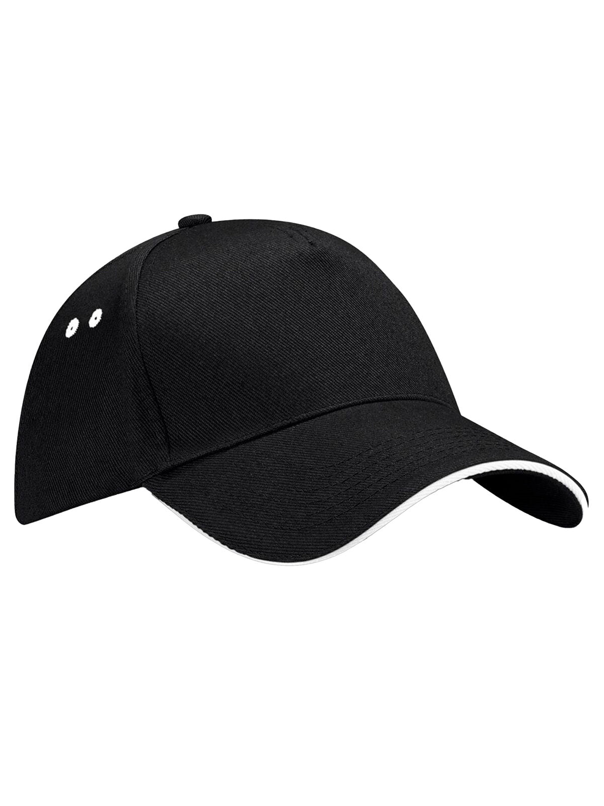 Baseball Caps Ultimate 5 Panel Cap - Sandwich Peak Schwarz/Weiß bestickbar und bedruckbar – LA1970