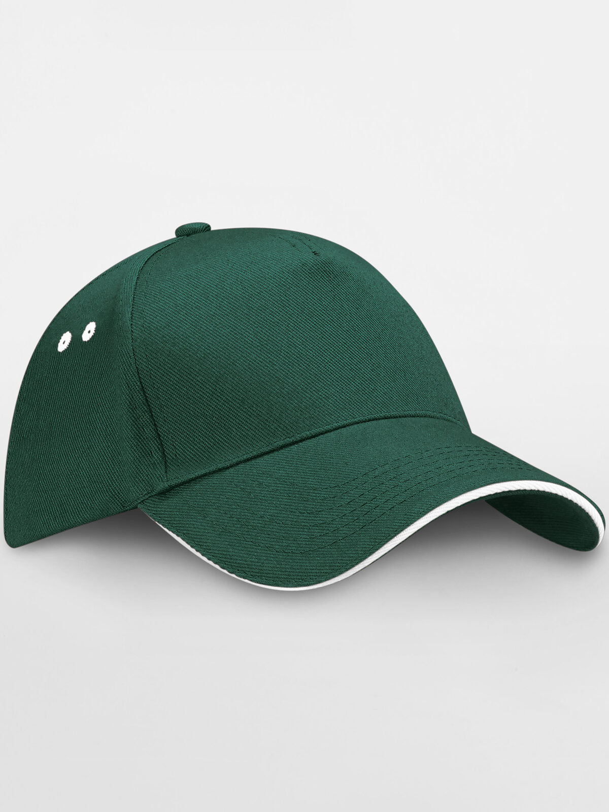 Baseball Caps Ultimate 5 Panel Cap - Sandwich Peak Flaschengrün/Weiß bestickbar und bedruckbar – LA1970