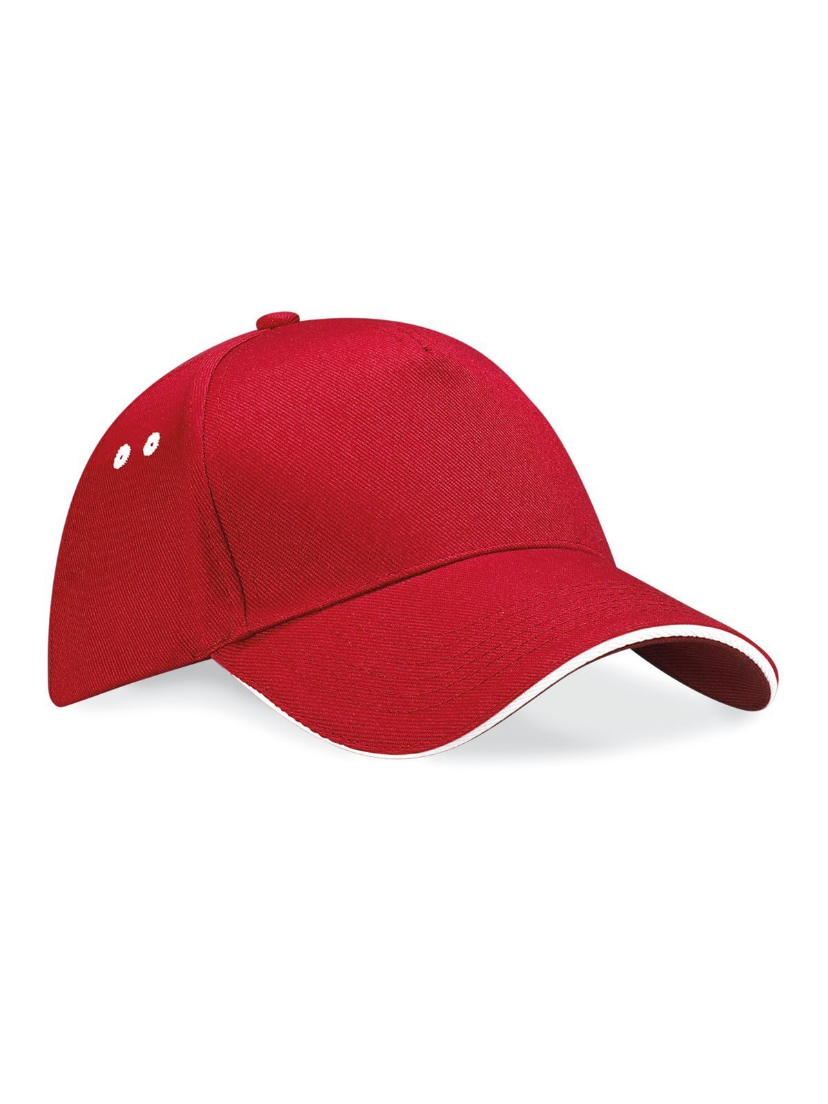 Baseball Caps Ultimate 5 Panel Cap - Sandwich Peak classic Rot/Weiß bestickbar und bedruckbar – LA1970