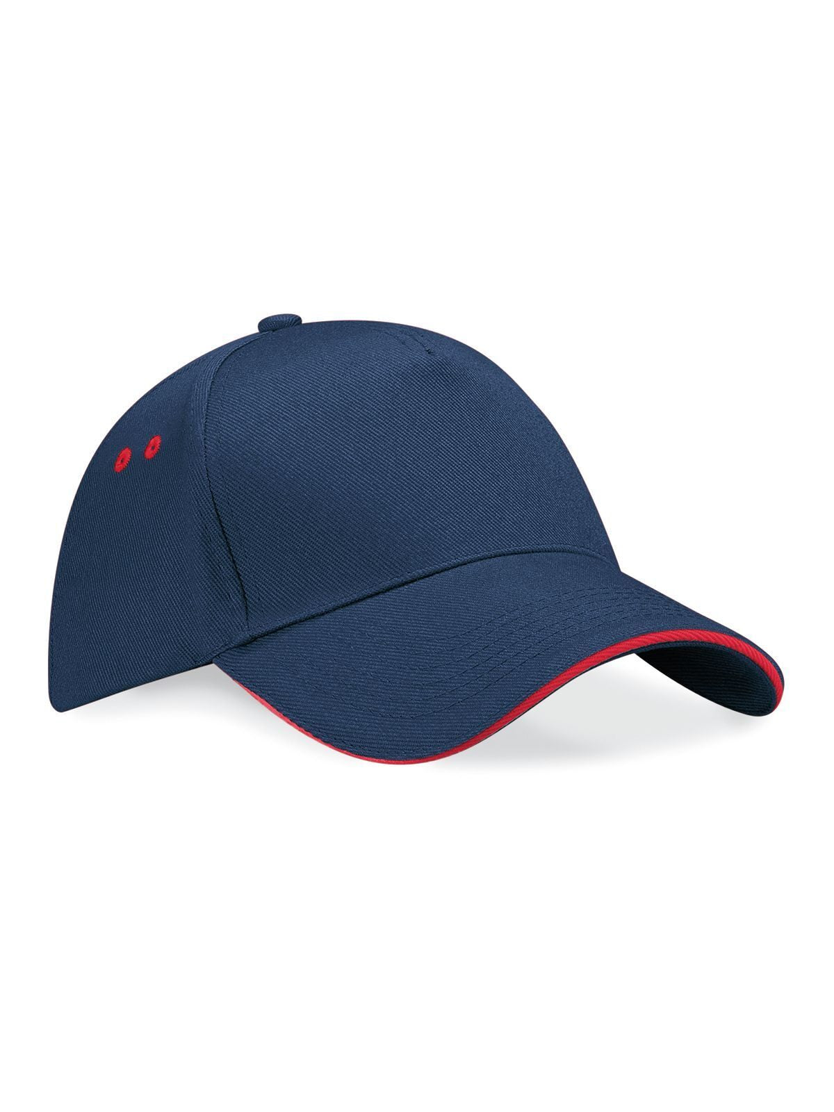 Baseball Caps Ultimate 5 Panel Cap - Sandwich Peak french Marineblau/classic Rot bestickbar und bedruckbar – LA1970