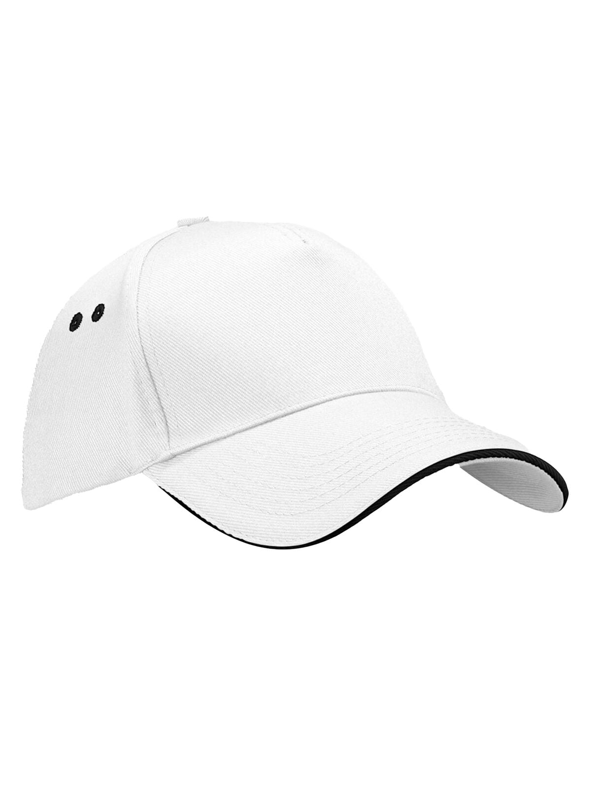 Baseball Caps Ultimate 5 Panel Cap - Sandwich Peak Weiß/Schwarz bestickbar und bedruckbar – LA1970