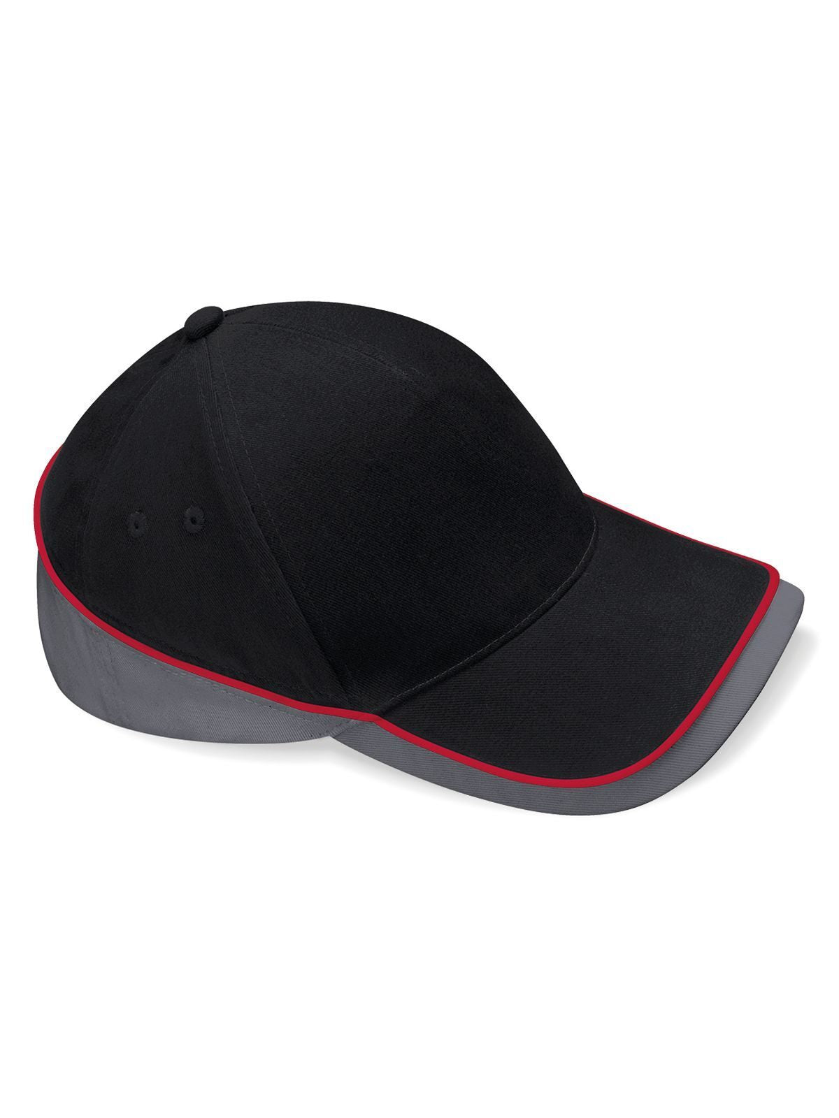 Baseball Caps Teamwear Competition Cap Schwarz/graphiteGrau/classic Rot bestickbar und bedruckbar – LA1970