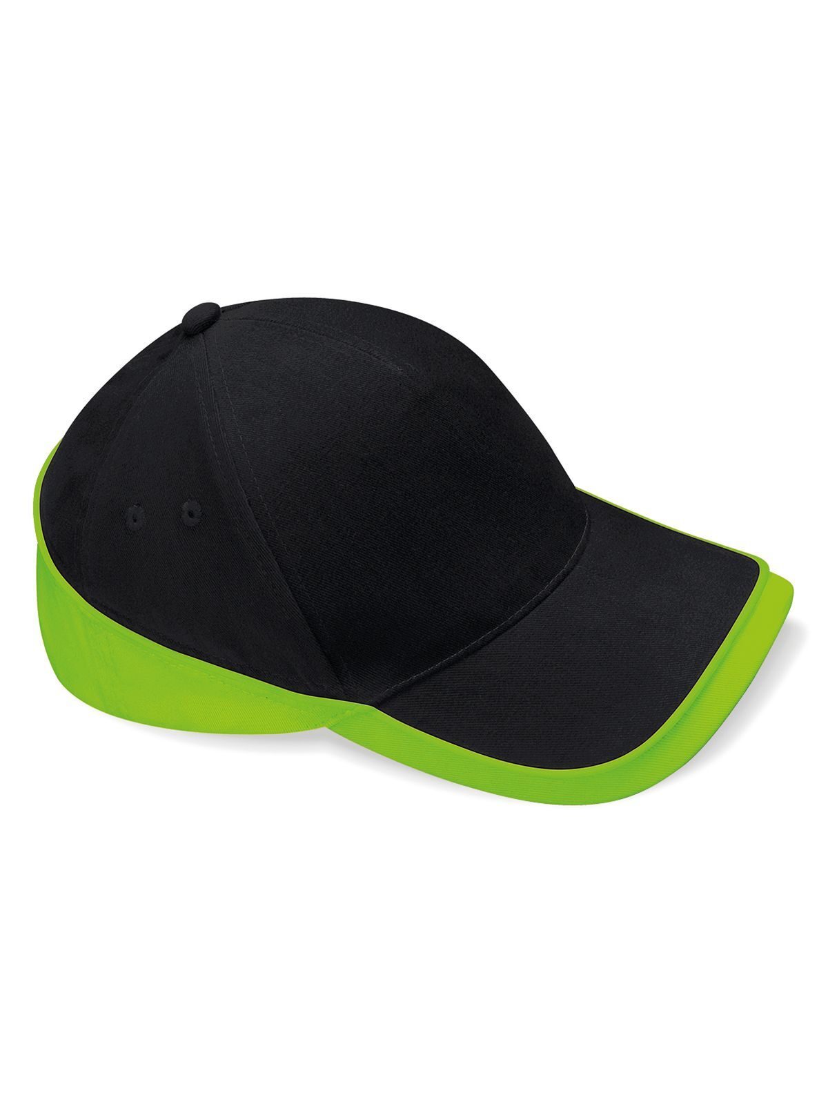 Baseball Caps Teamwear Competition Cap Schwarz/lime green bestickbar und bedruckbar – LA1970