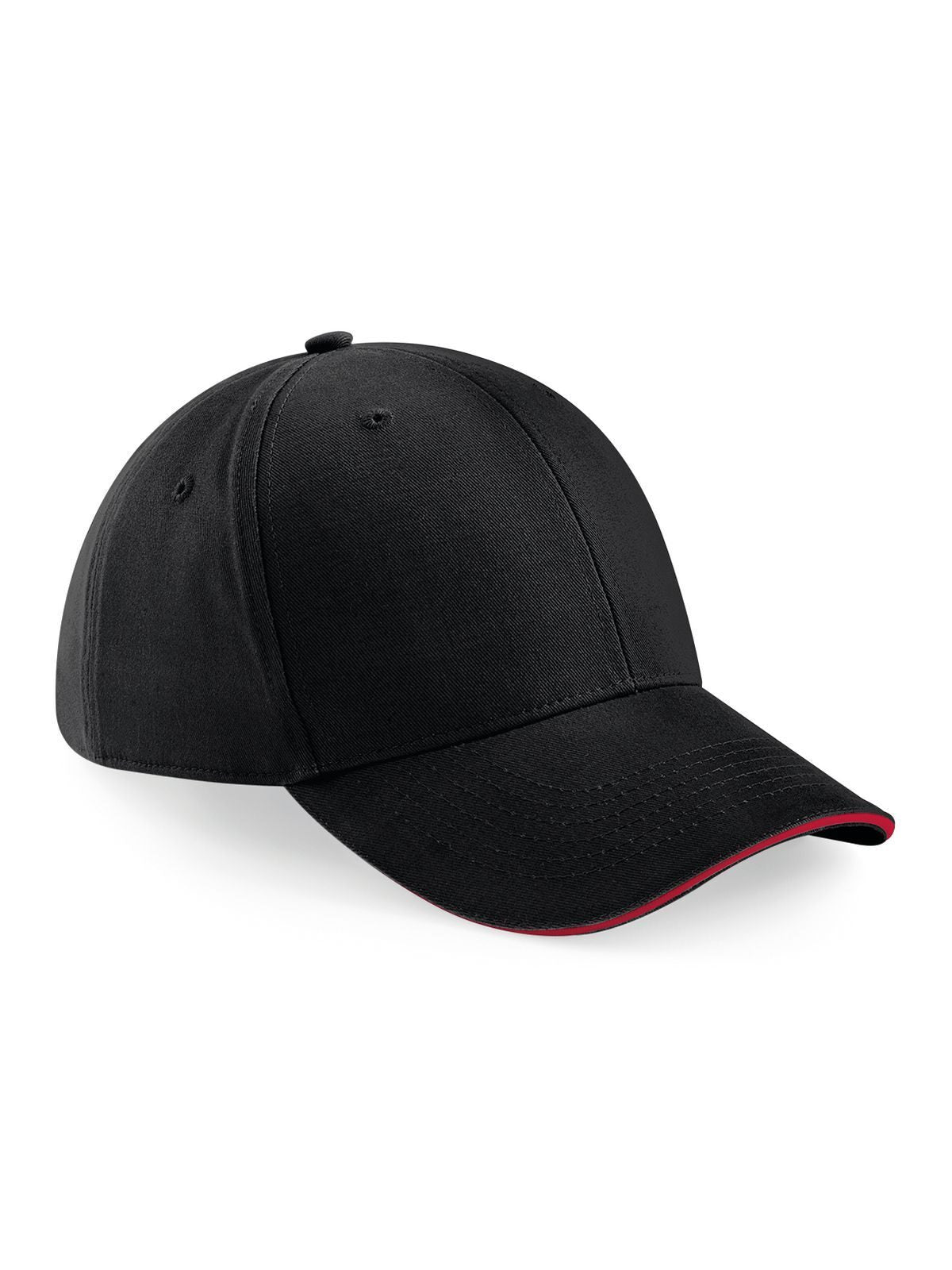 Baseball Caps Athleisure 6 Panel Cap Schwarz/classic Rot bestickbar und bedruckbar – LA1970