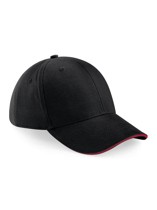 Baseball Caps Athleisure 6 Panel Cap Schwarz/classic Rot bestickbar und bedruckbar – LA1970