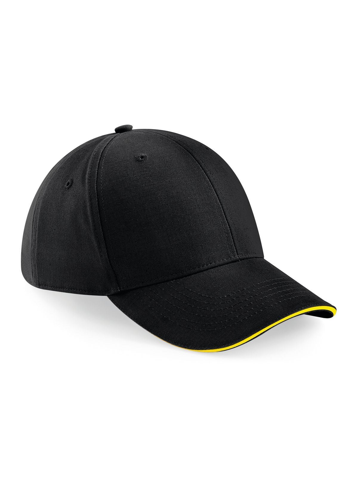 Baseball Caps Athleisure 6 Panel Cap Schwarz/yellow bestickbar und bedruckbar – LA1970