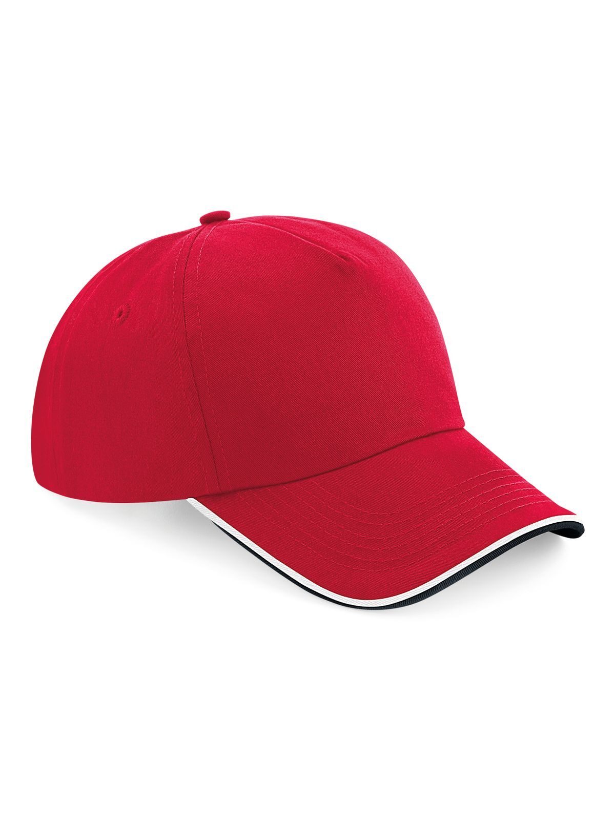 Baseball Caps Aut. 5 Panel Cap - Piped Peak classic Rot/Schwarz/Weiß bestickbar und bedruckbar – LA1970