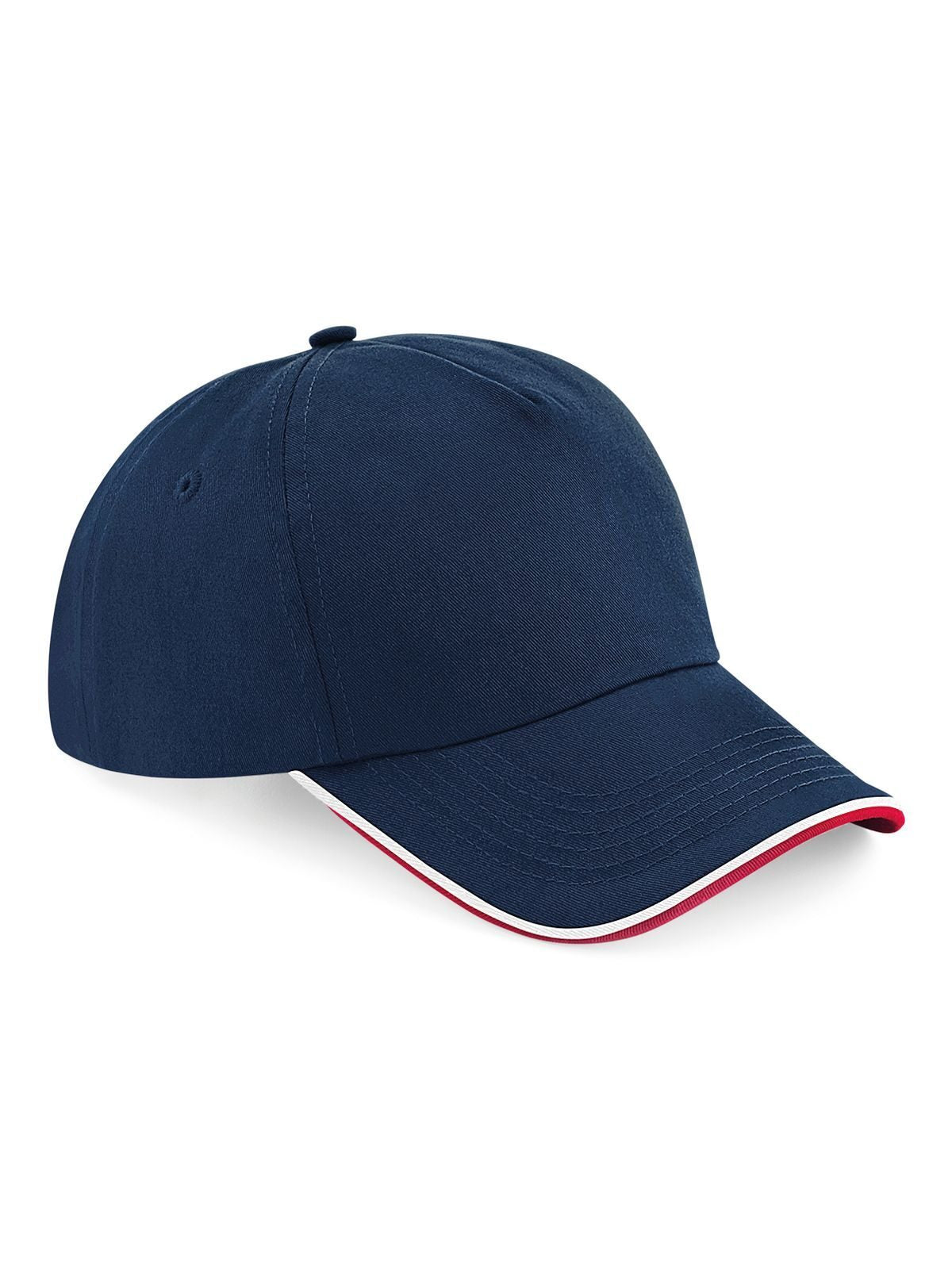 Baseball Caps Aut. 5 Panel Cap - Piped Peak french Marineblau/classic Rot/Weiß bestickbar und bedruckbar – LA1970