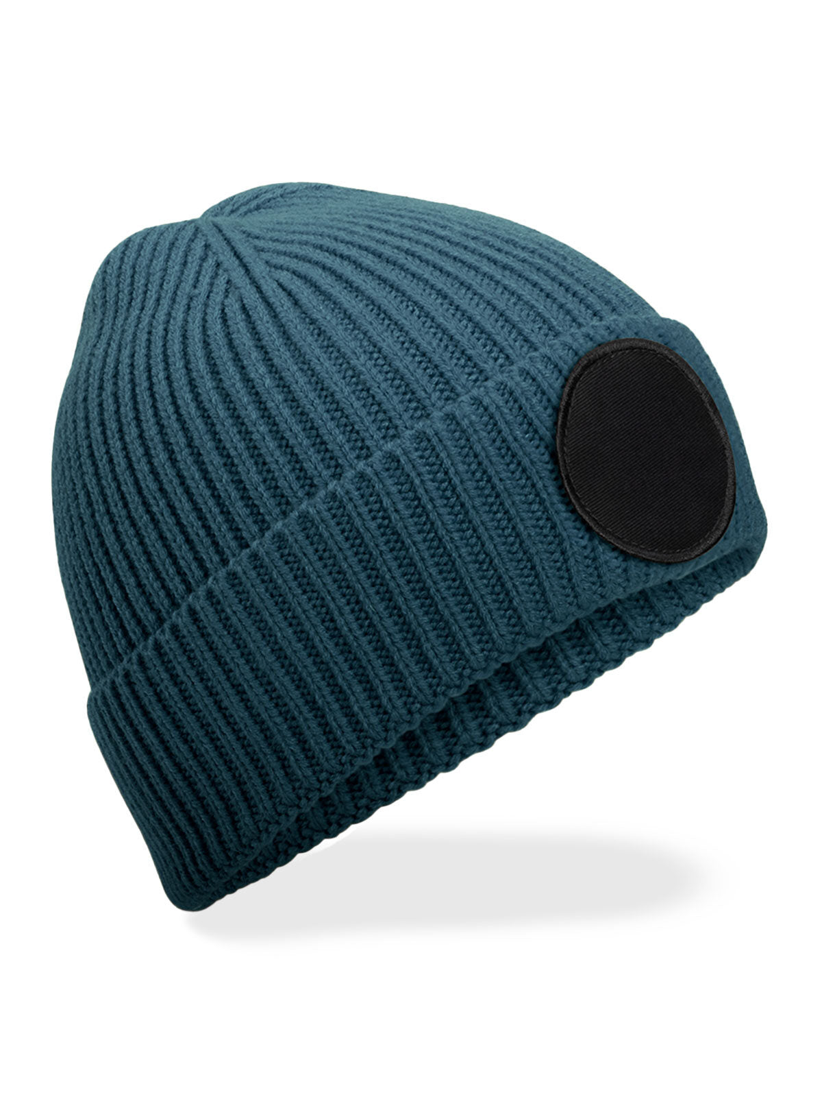 Beanies Circular Fashion Patch Beanie airforce blue/Schwarz bestickbar und bedruckbar – LA1970