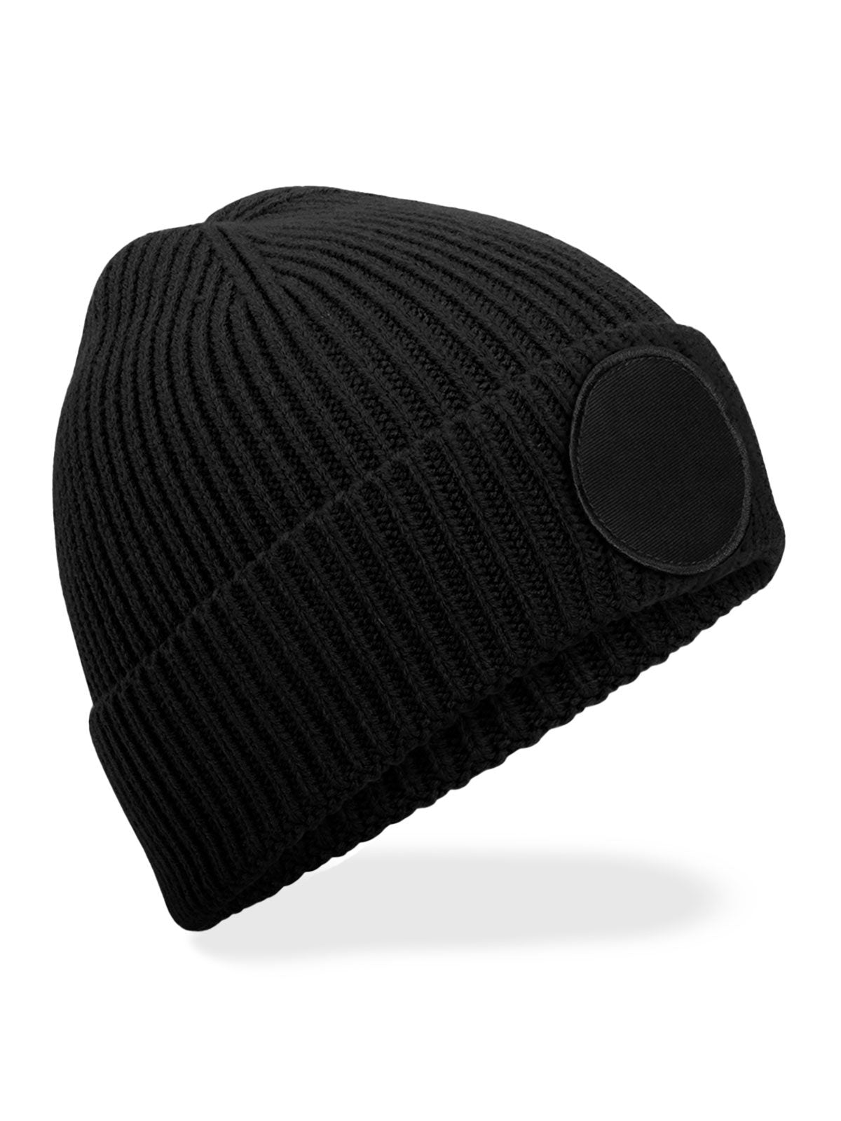 Beanies Circular Fashion Patch Beanie Schwarz bestickbar und bedruckbar – LA1970