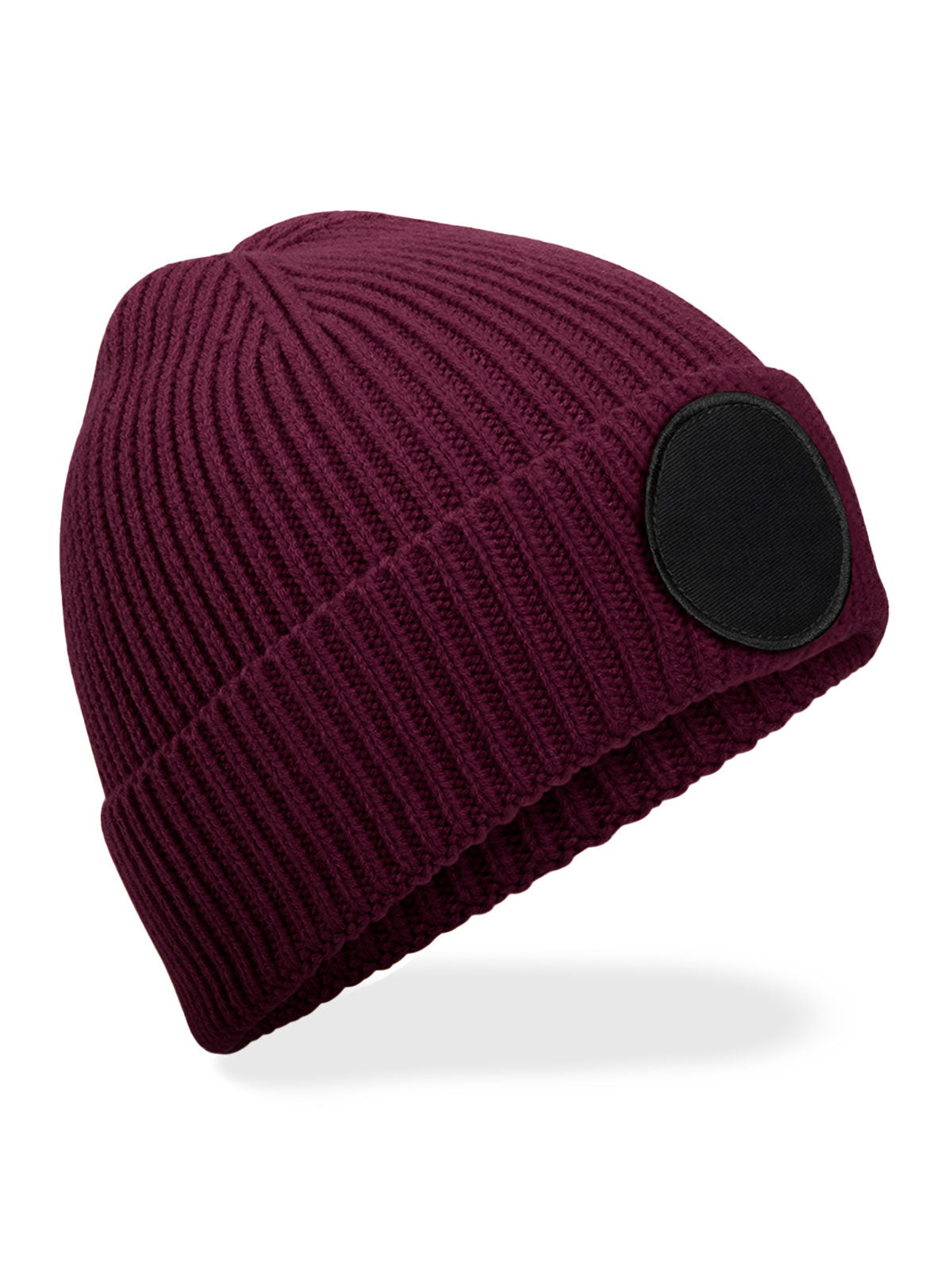 Beanies Circular Fashion Patch Beanie burgundy/Schwarz bestickbar und bedruckbar – LA1970