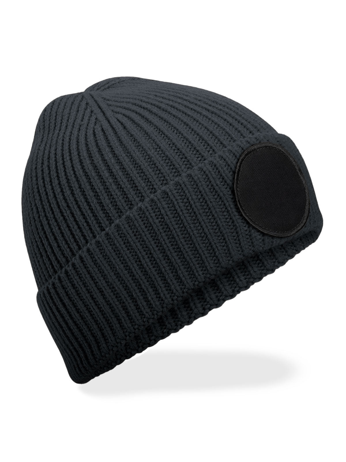 Beanies Circular Fashion Patch Beanie graphite Grau/Schwarz bestickbar und bedruckbar – LA1970