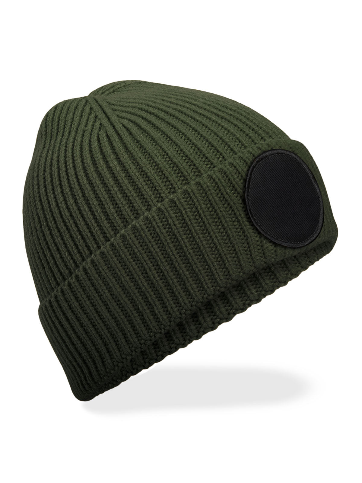 Beanies Circular Fashion Patch Beanie olive green/Schwarz bestickbar und bedruckbar – LA1970