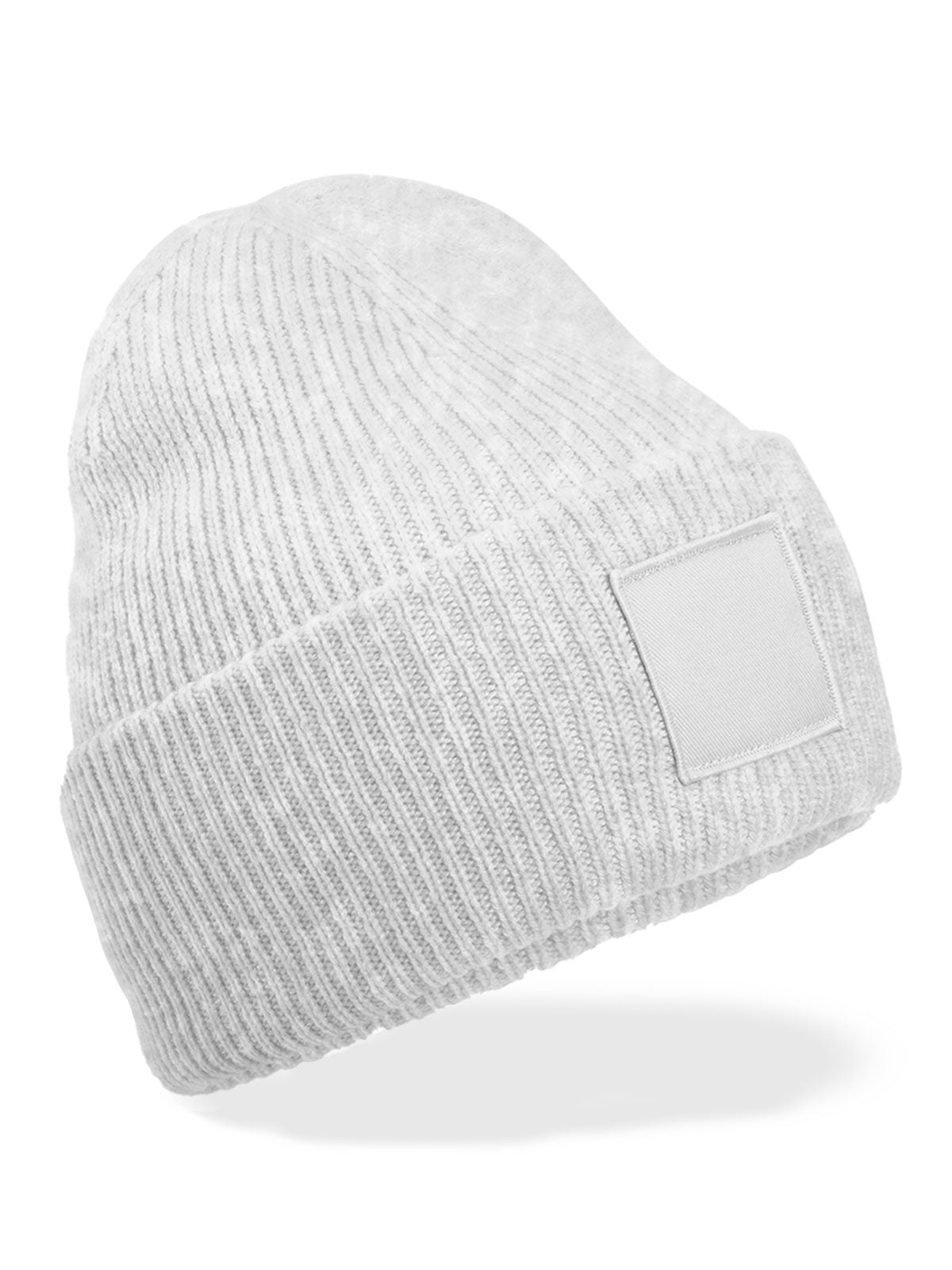 Beanies Deep Cuffed Tonal Patch Beanie cloud Grau bestickbar und bedruckbar – LA1970