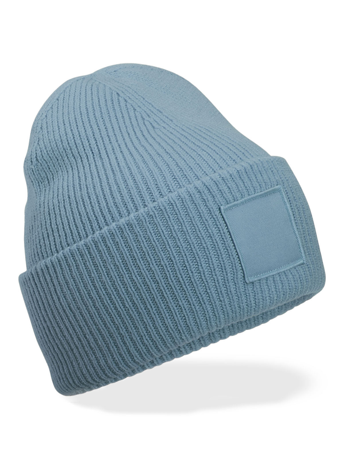 Beanies Deep Cuffed Tonal Patch Beanie dusty blue bestickbar und bedruckbar – LA1970