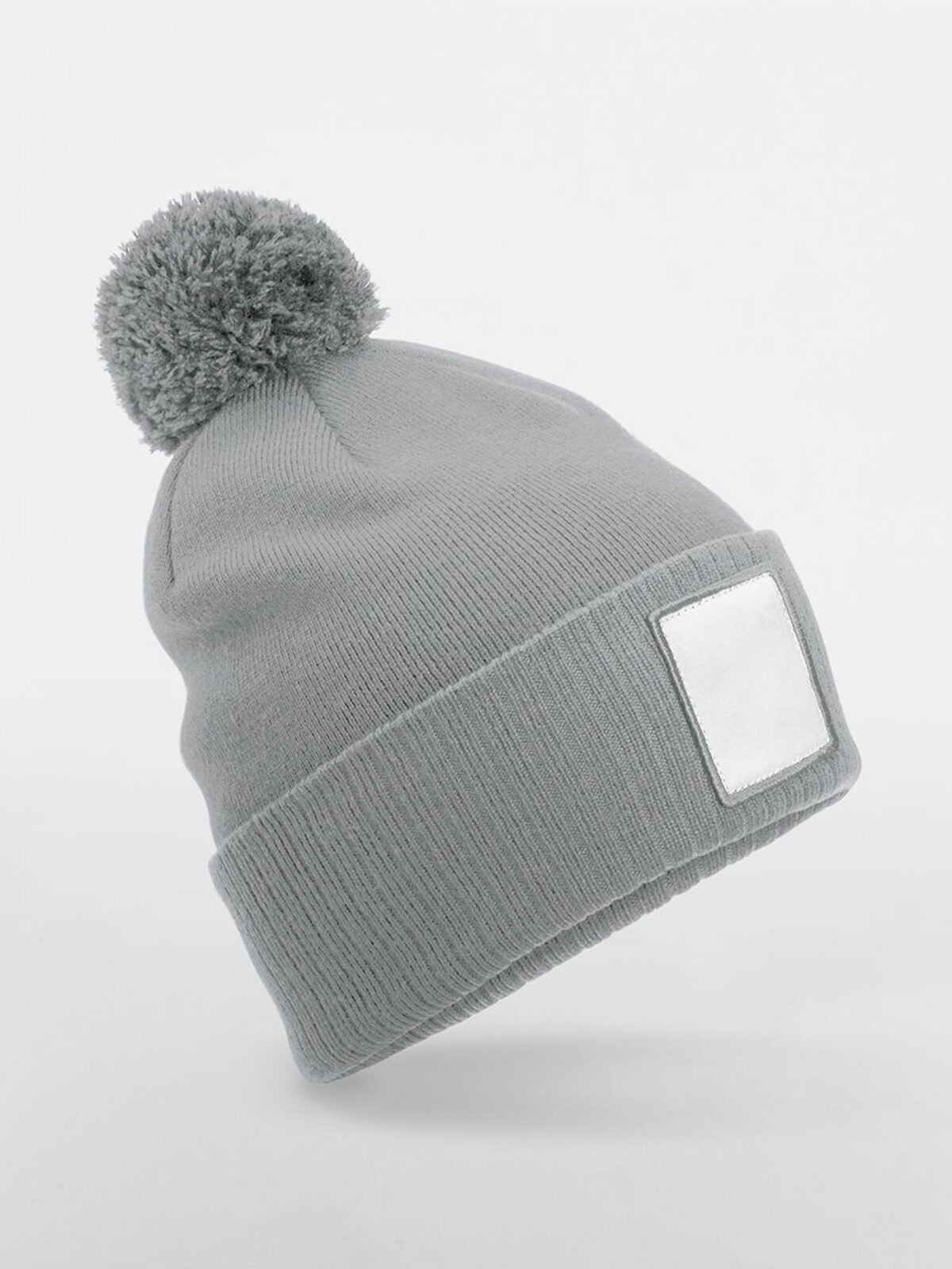 Beanies Appliqué Patch Pom Beanie ash/Weiß bestickbar und bedruckbar – LA1970