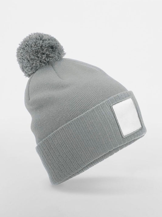 Beanies Appliqué Patch Pom Beanie ash/Weiß bestickbar und bedruckbar – LA1970