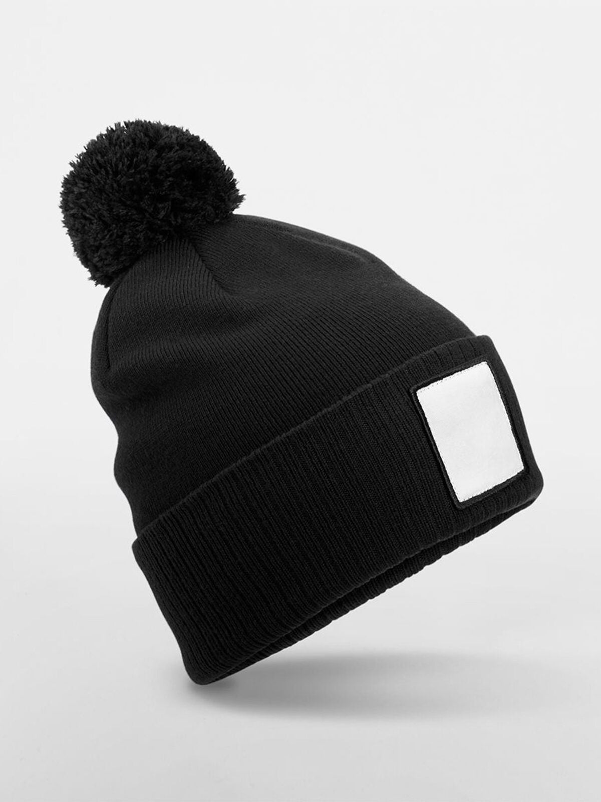 Beanies Appliqué Patch Pom Beanie Schwarz/Weiß bestickbar und bedruckbar – LA1970