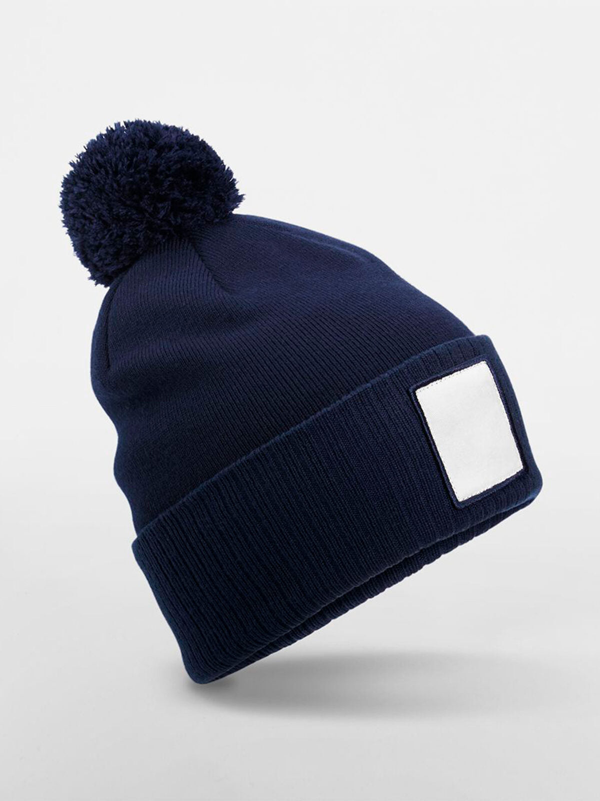 Beanies Appliqué Patch Pom Beanie oxford Marineblau/Weiß bestickbar und bedruckbar – LA1970