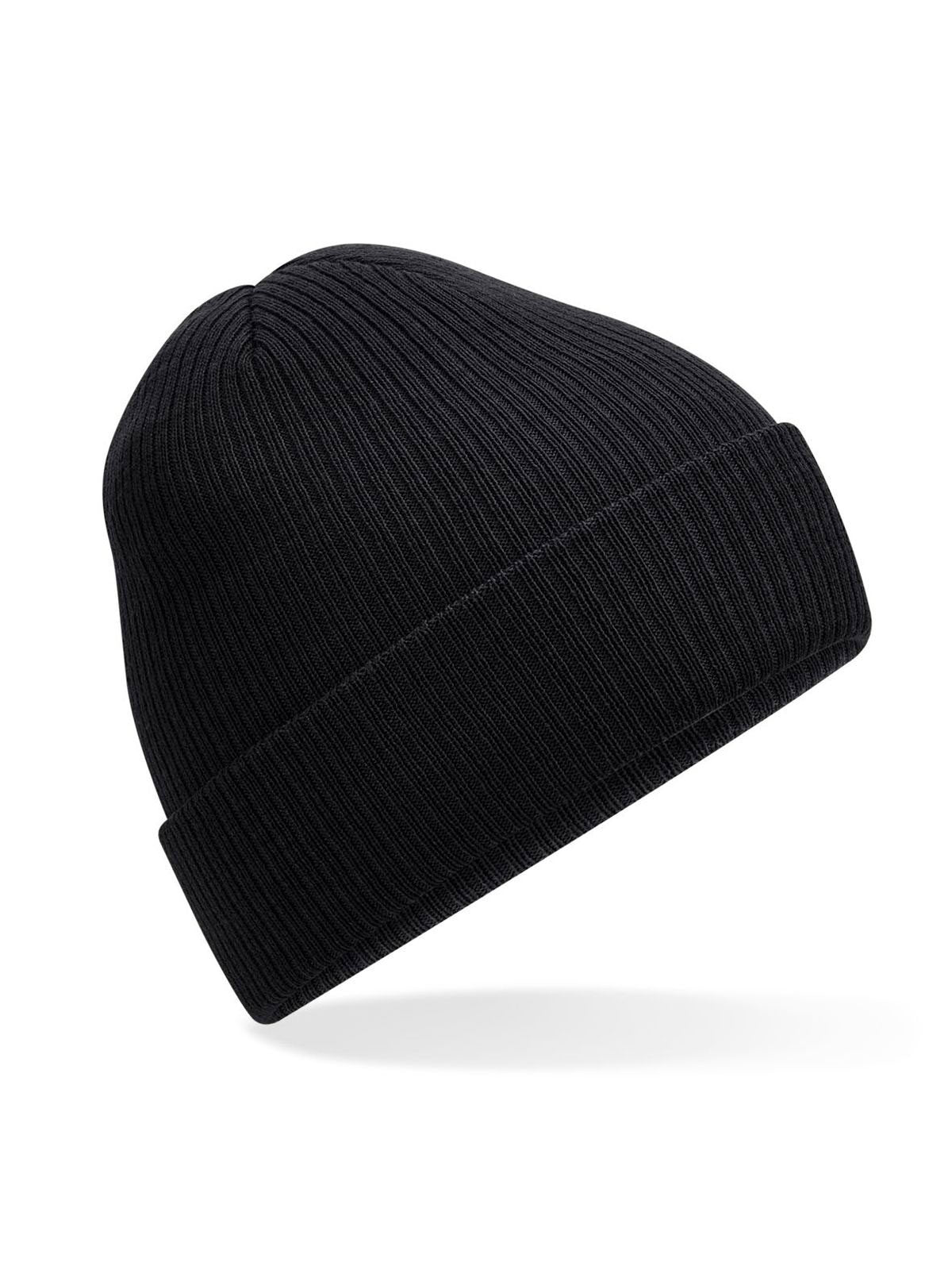 Beanies Polylana® Ribbed Beanie Schwarz bestickbar und bedruckbar – LA1970
