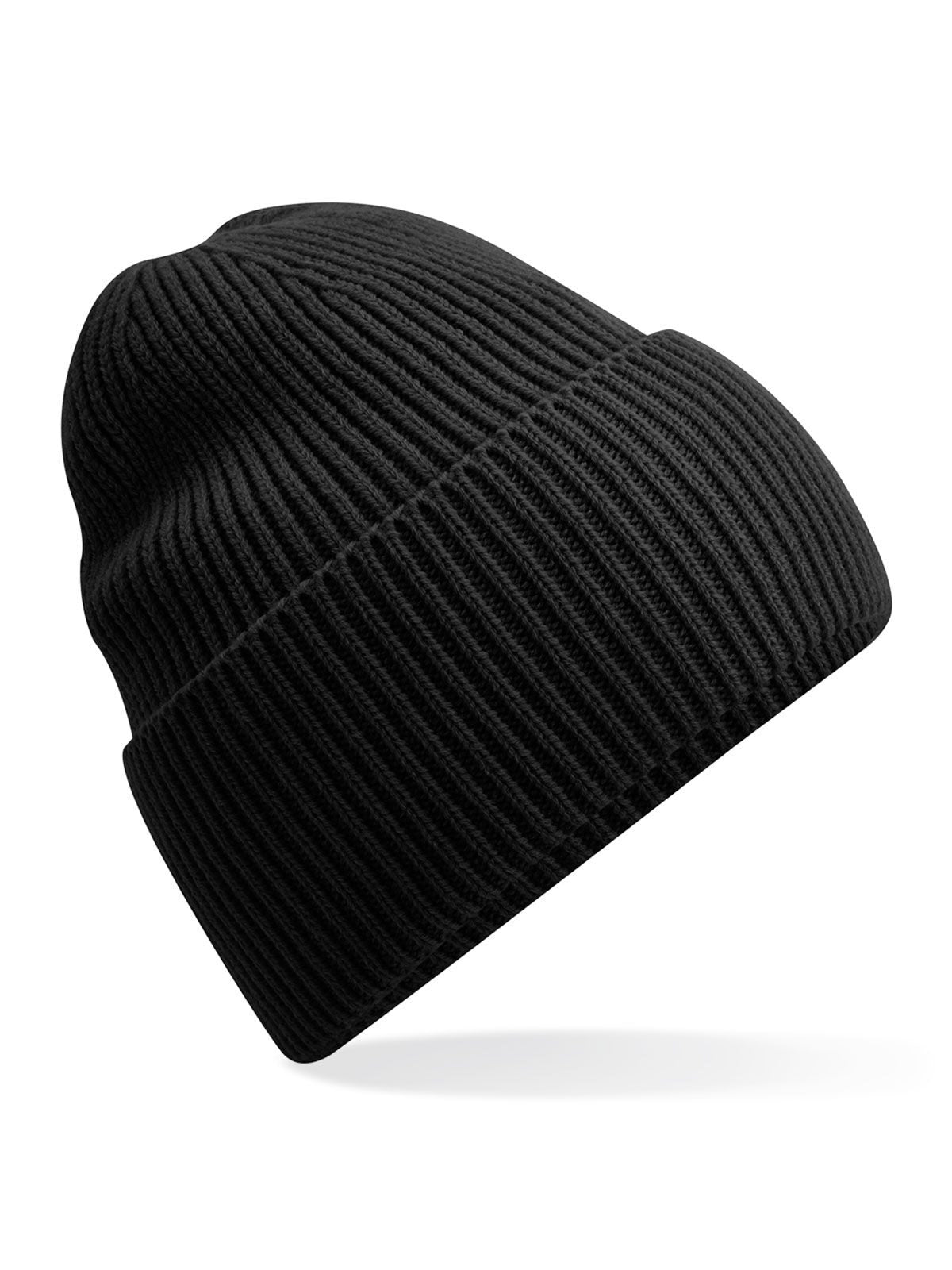 Beanies Oversized Cuffed Beanie Schwarz bestickbar und bedruckbar – LA1970
