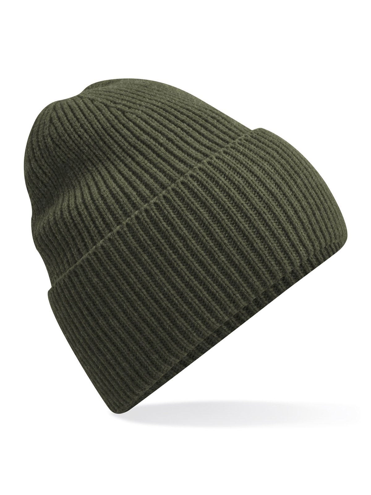 Beanies Oversized Cuffed Beanie olive green bestickbar und bedruckbar – LA1970