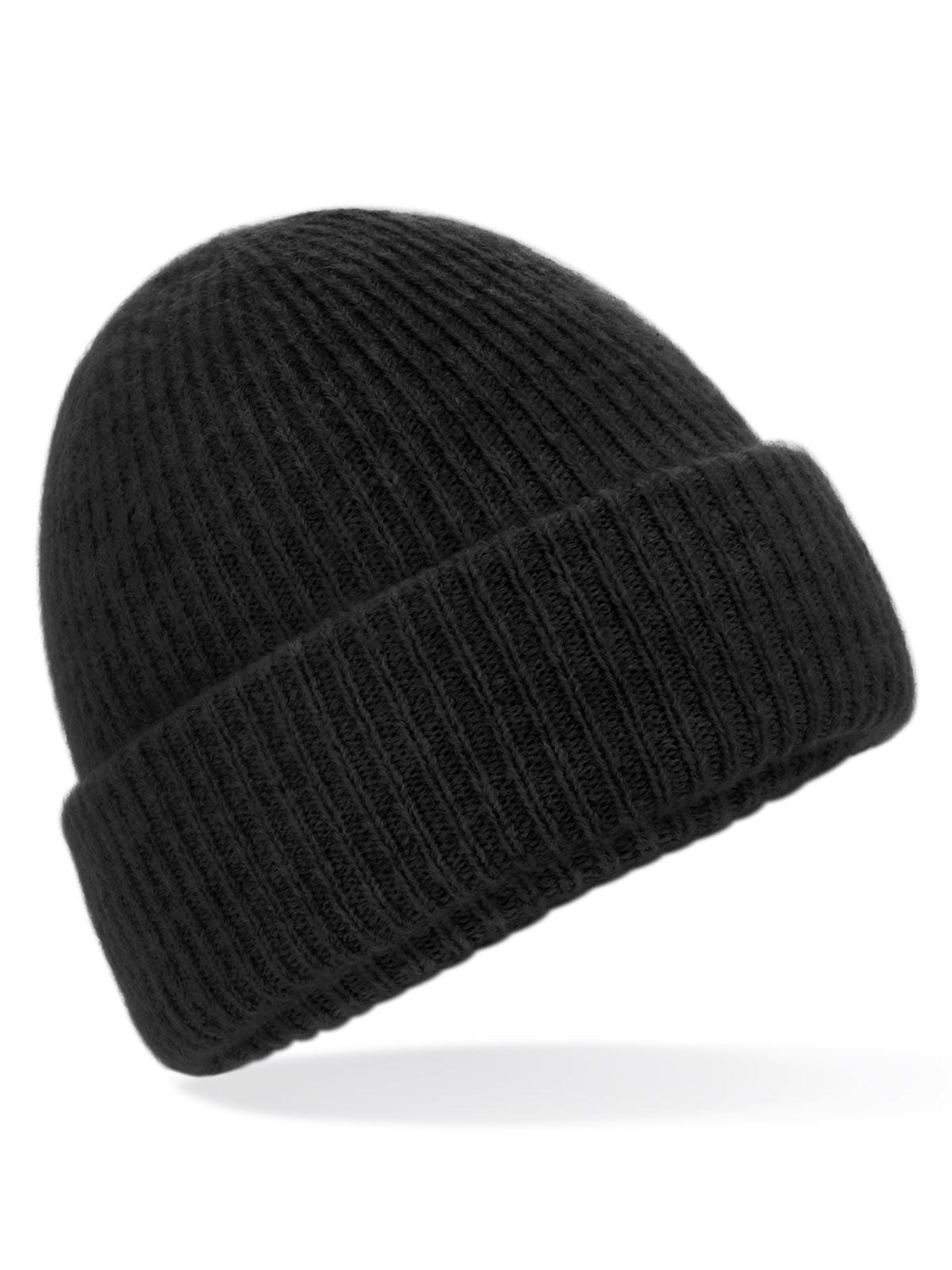 Beanies Cosy Ribbed Beanie Schwarz marl bestickbar und bedruckbar – LA1970