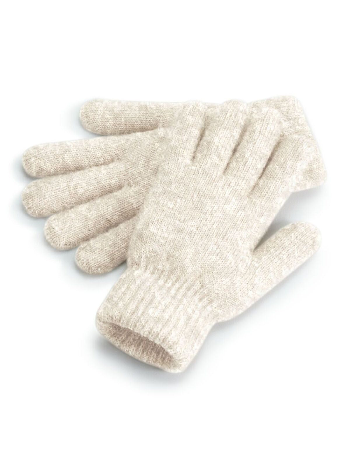 Cosy Ribbed Cuff Gloves Herren Schal / Handschuhe – Beechfield – Farbe almond marl – individuell veredelbar