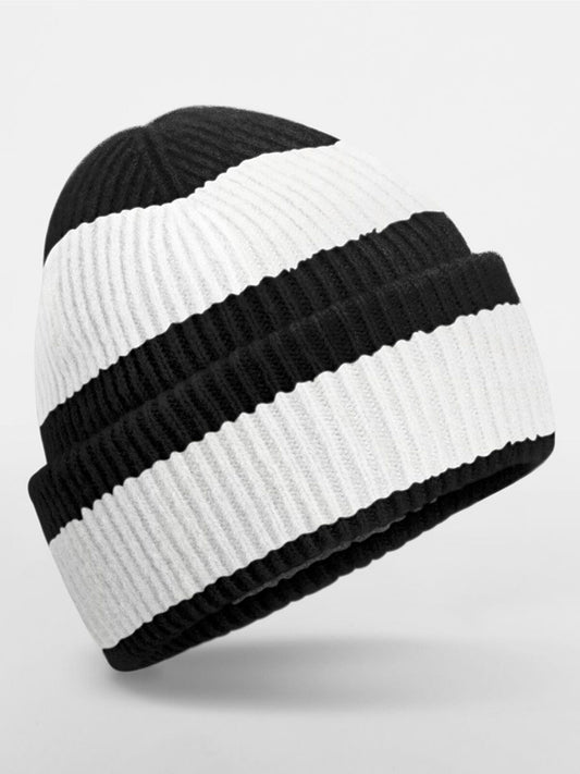 Beanies Colour Block Beanie Schwarz/soft Weiß bestickbar und bedruckbar – LA1970