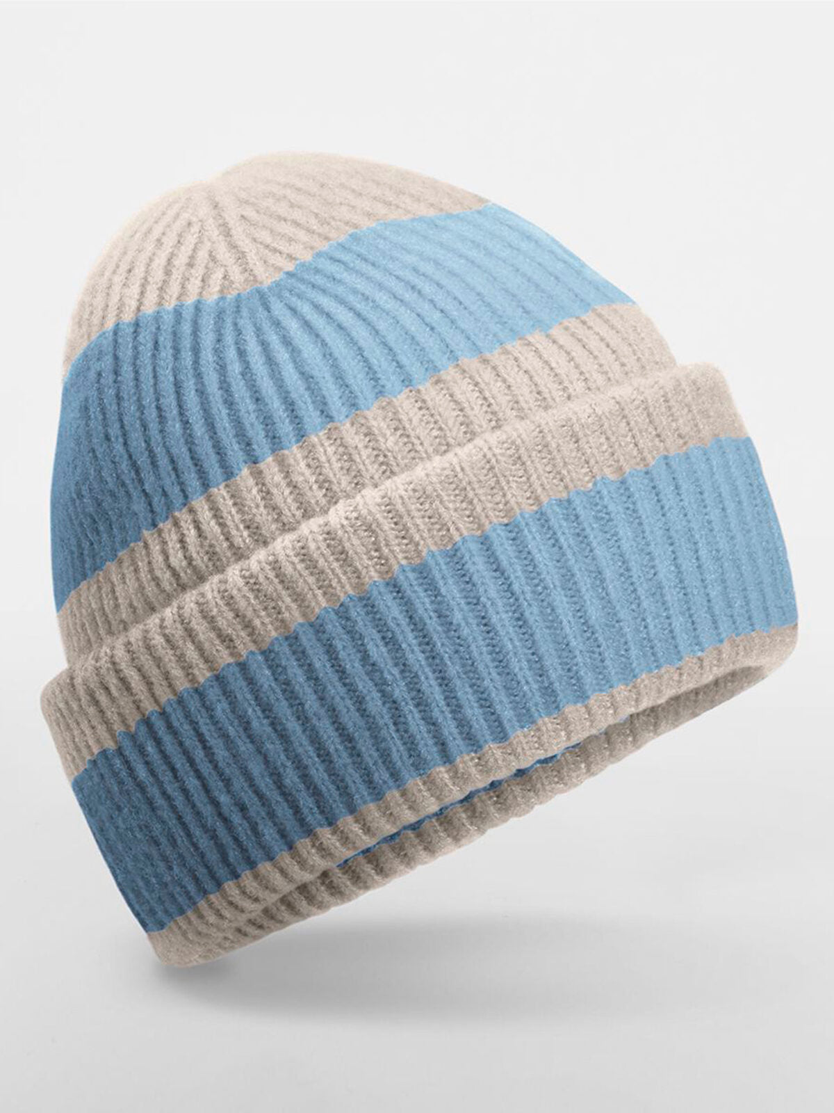 Beanies Colour Block Beanie natural stone/dusty blue bestickbar und bedruckbar – LA1970