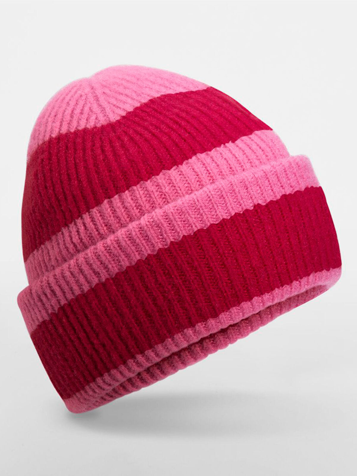Beanies Colour Block Beanie true pink/classic Rot bestickbar und bedruckbar – LA1970