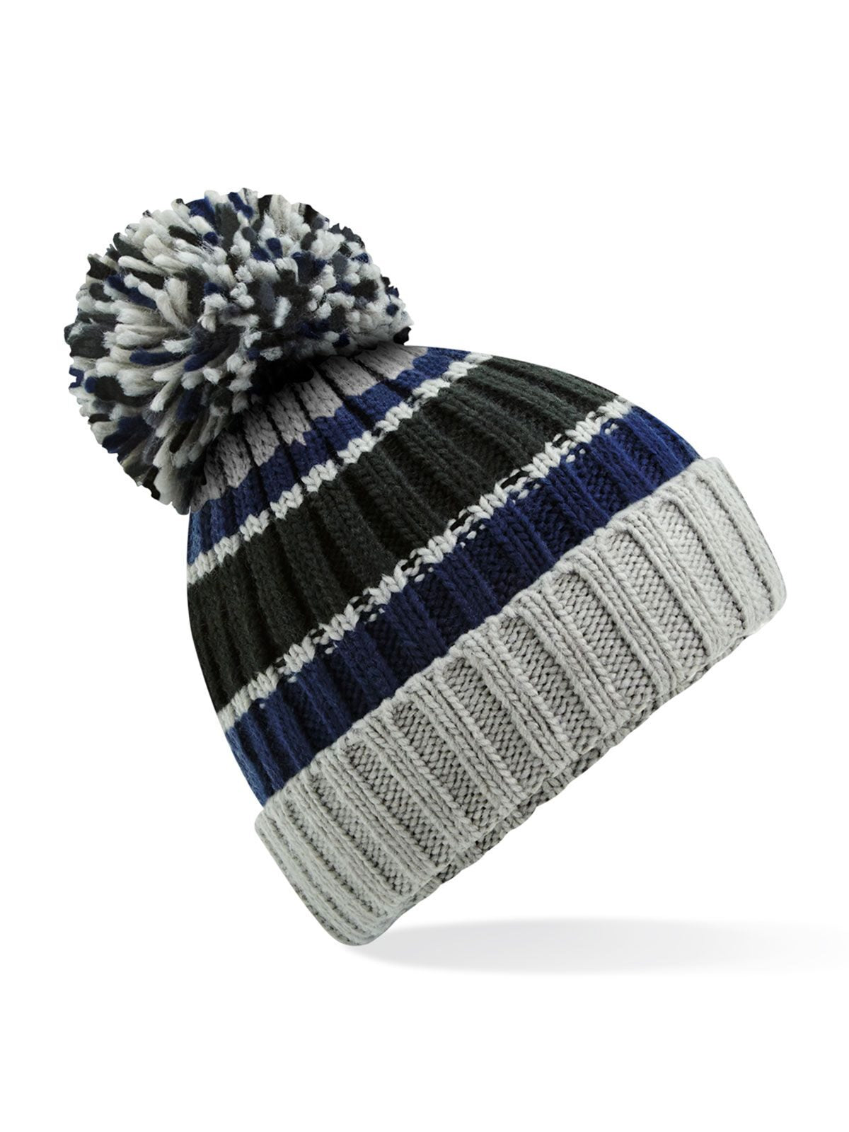 Beanies Hygge Striped Beanie blue steel bestickbar und bedruckbar – LA1970